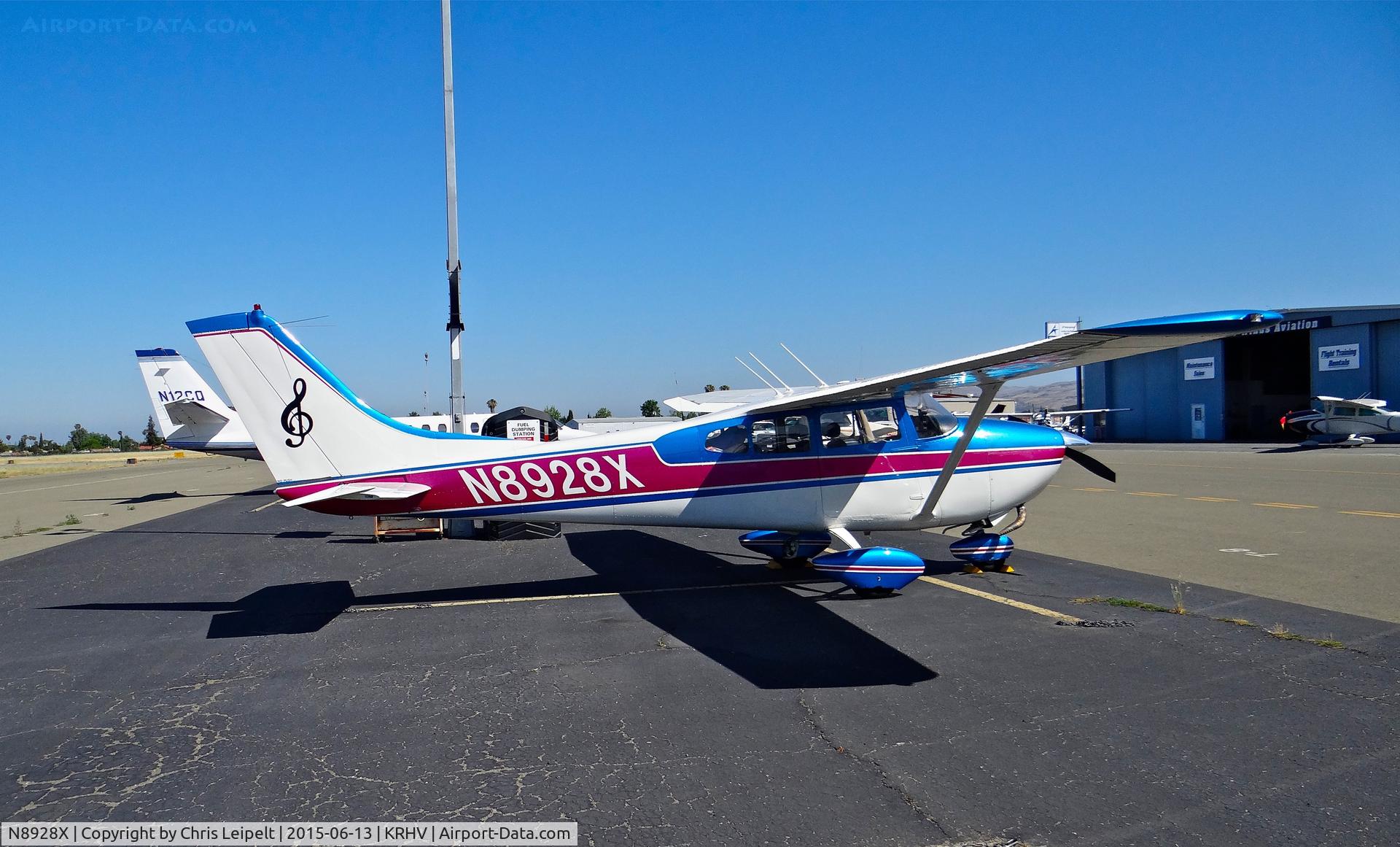 N8928X, 1961 Cessna 182D Skylane C/N 18253328, California-based 1961 Cessna 182D parked on the visitor's ramp at Reid Hillview Airport, San Jose, CA.