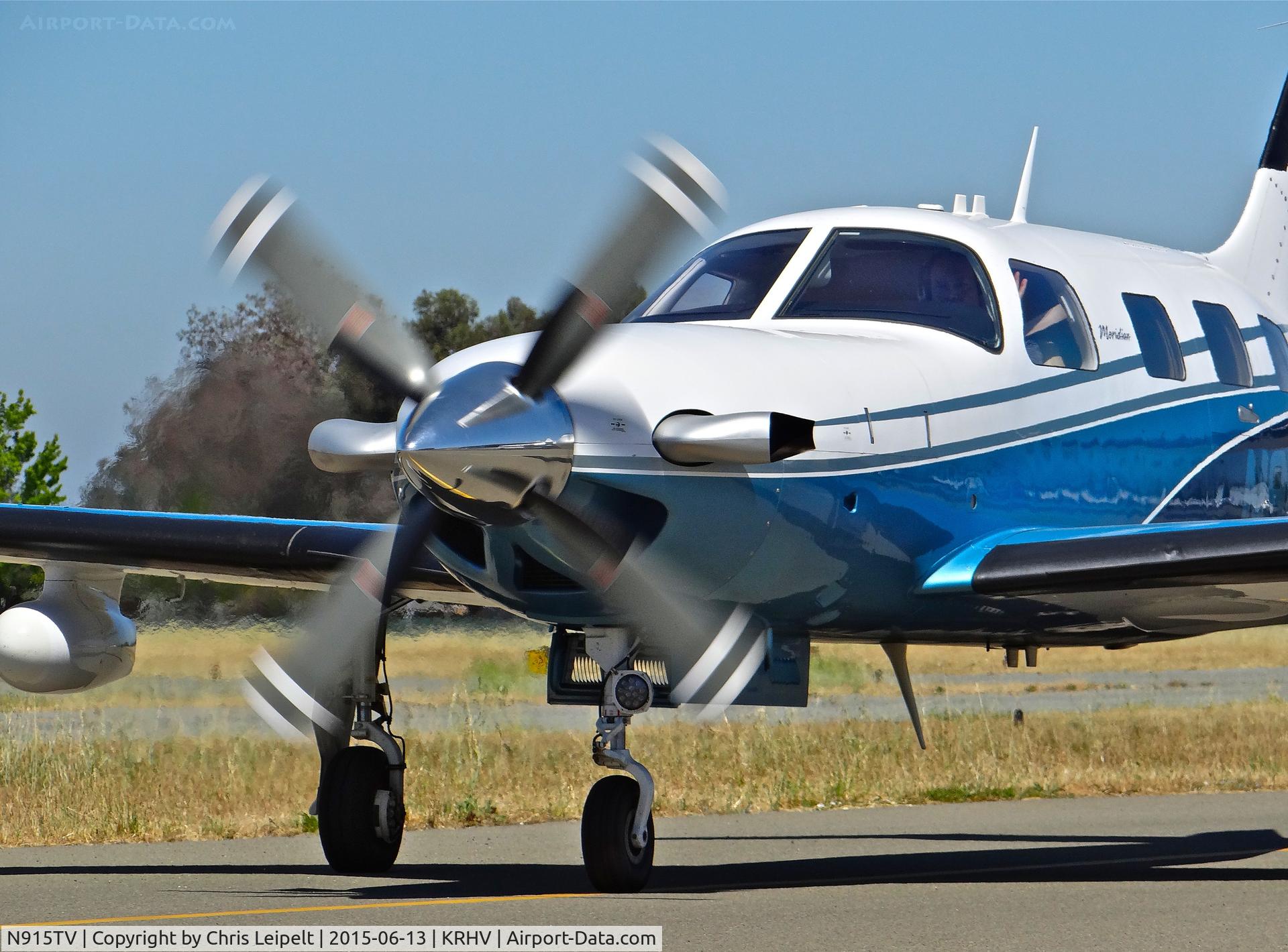 N915TV, 2010 Piper PA-46-500TP Meridan C/N 4697443, Locally-based Piper Meridian taxing in after arrival at Reid Hillview Airport, San Jose, CA.