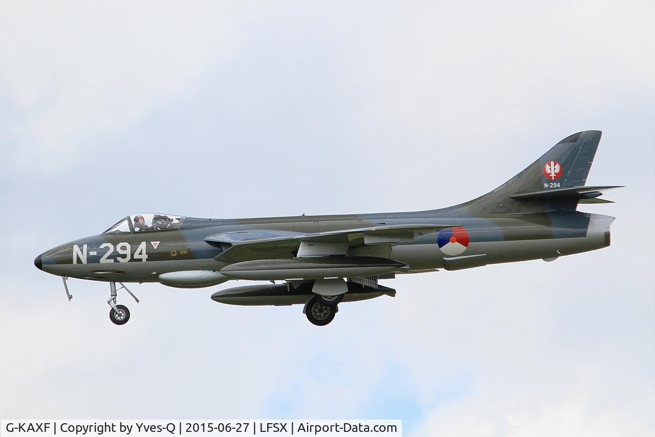 G-KAXF, 1956 Hawker Hunter F.6A C/N S4/U/3361, Hawker Hunter F.6A, Short approach rwy 29, Luxeuil-St Sauveur Air Base 116 (LFSX) Open day 2015
