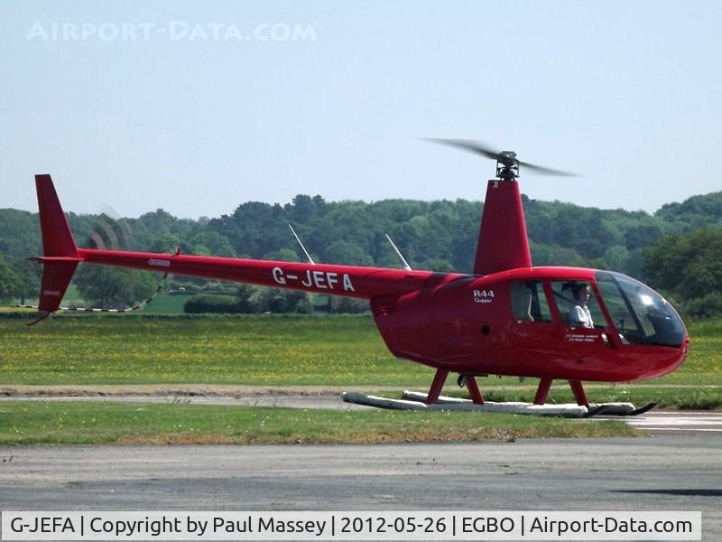 G-JEFA, 2000 Robinson R44 Clipper C/N 0710, @ EGBO for refueling.