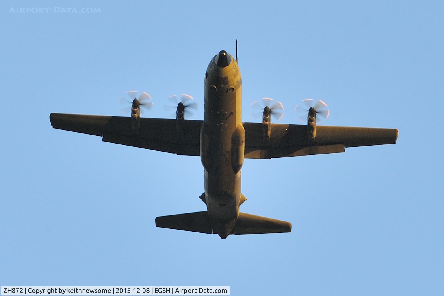 ZH872, 1997 Lockheed Martin C-130J-30 Hercules C.4 C/N 382-5456, Climbing away following ILS approach.