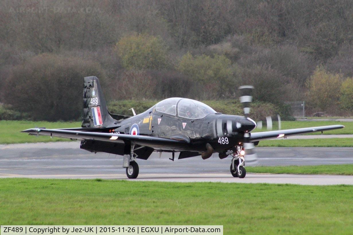 ZF489, 1992 Short S-312 Tucano T1 C/N S150/T121, taxi-in to apron from runway 04,