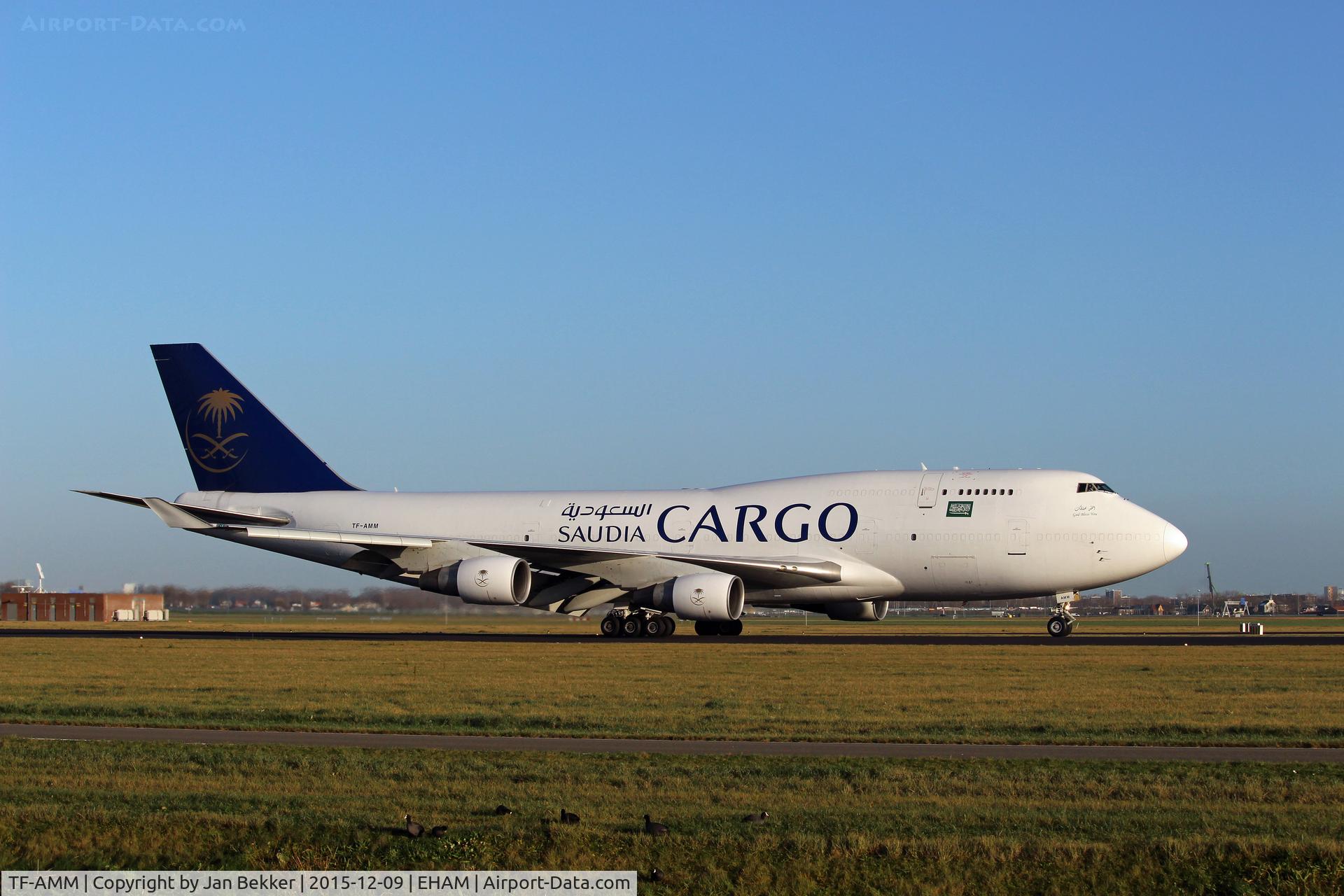 TF-AMM, 1993 Boeing 747-4H6BD SF C/N 25700, Schiphol, just after landing on the Polderbaan
