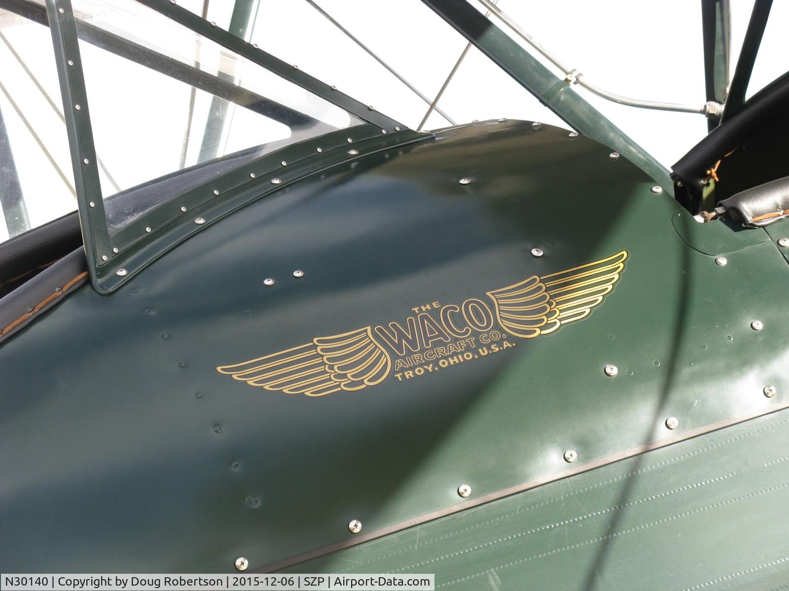 N30140, 1940 Waco UPF-7 C/N 5537, 1940 WACO UPF-7, Continental W670 220 Hp, logo