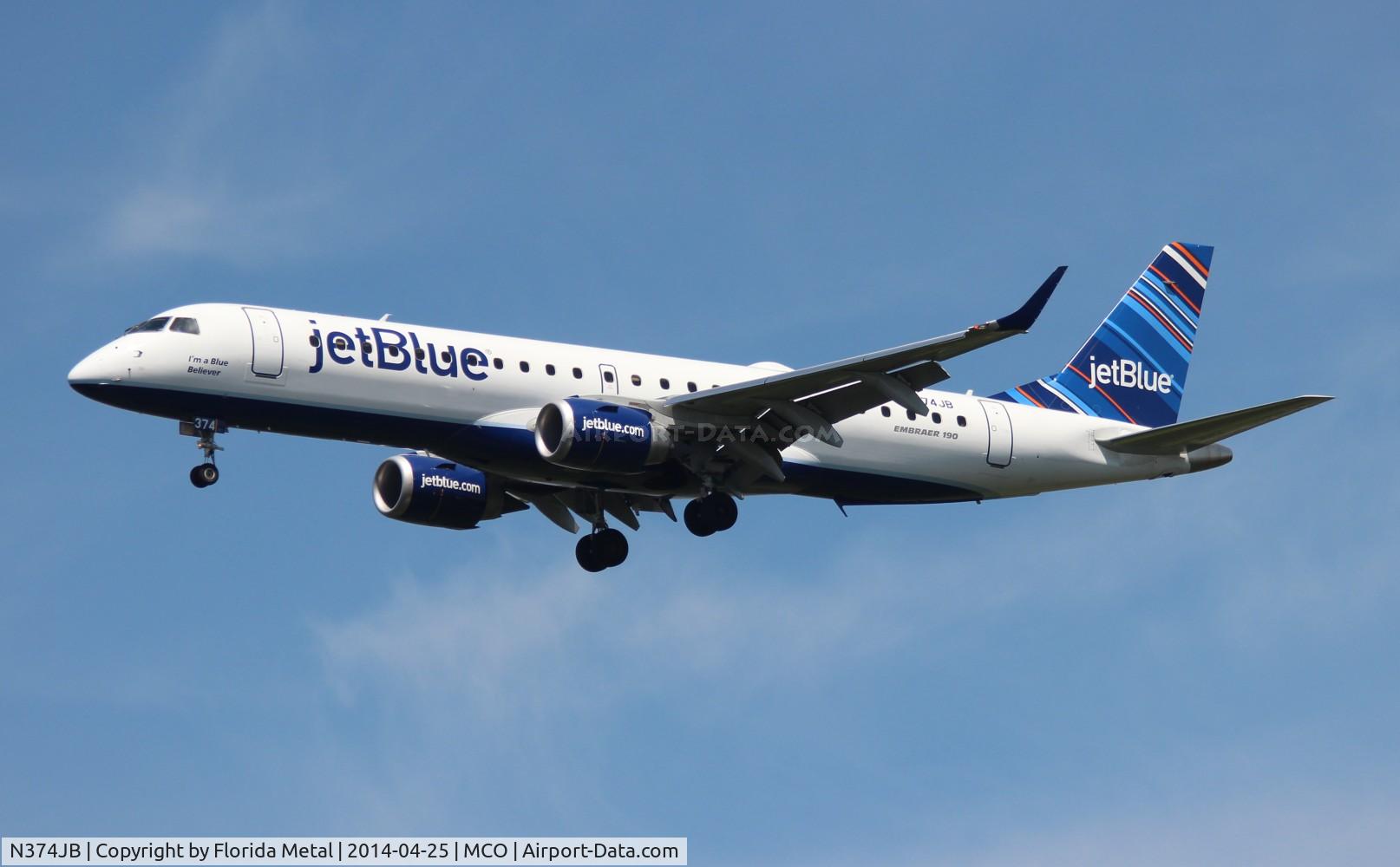 N374JB, 2013 Embraer ERJ-190-100 IGW 190AR C/N 19000629, Jet Blue