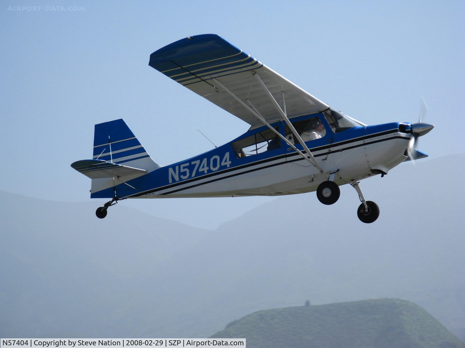N57404, 1973 Bellanca 7ECA Citabria C/N 940-73, CP Aviation 1973 Bellanca 7ECA climbing out @ Santa Paula, CA home base