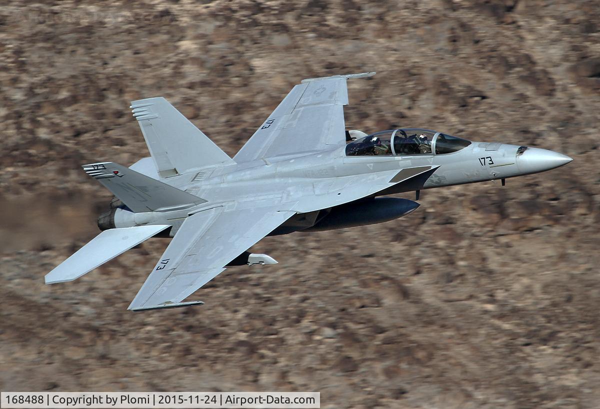 168488, Boeing F/A-18F Super Hornet C/N F262, VFA-122 Flying Eagles Super Hornet is flying low and fast through Starwars Canyon.