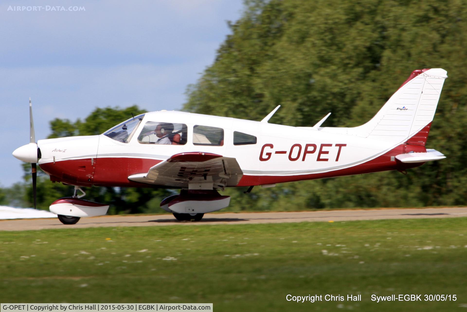 G-OPET, 1975 Piper PA-28-181 Cherokee Archer II C/N 28-7690067, at Aeroexpo 2015