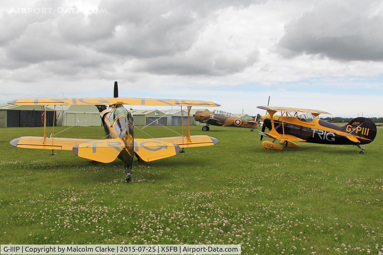 G-IIIP, 1984 Pitts S-1D Special C/N PFA 009-10195, Pitts S-1D Specials G-IIIP & G-PIII of the Trig Aerobatic Team at Fishburn Airfield waiting to perform at the 2015 Sunderland International Airshow, July 25th 2015.