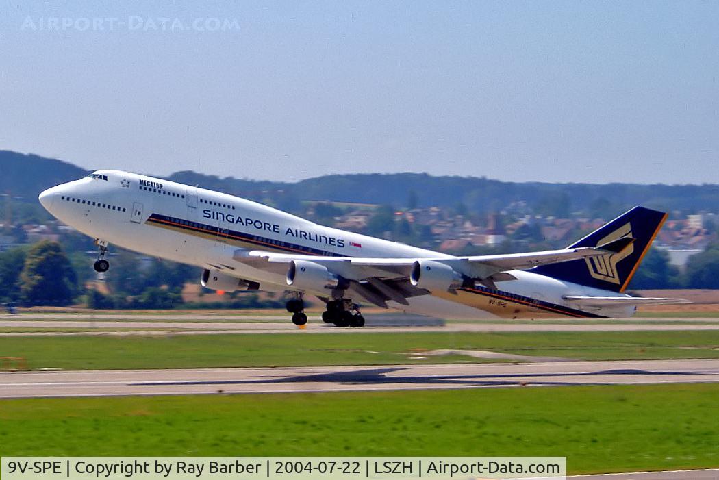 9V-SPE, 1995 Boeing 747-412 C/N 26554, Boeing 747-412B [26554] (Singapore Airlines) Zurich~HB 22/07/2004