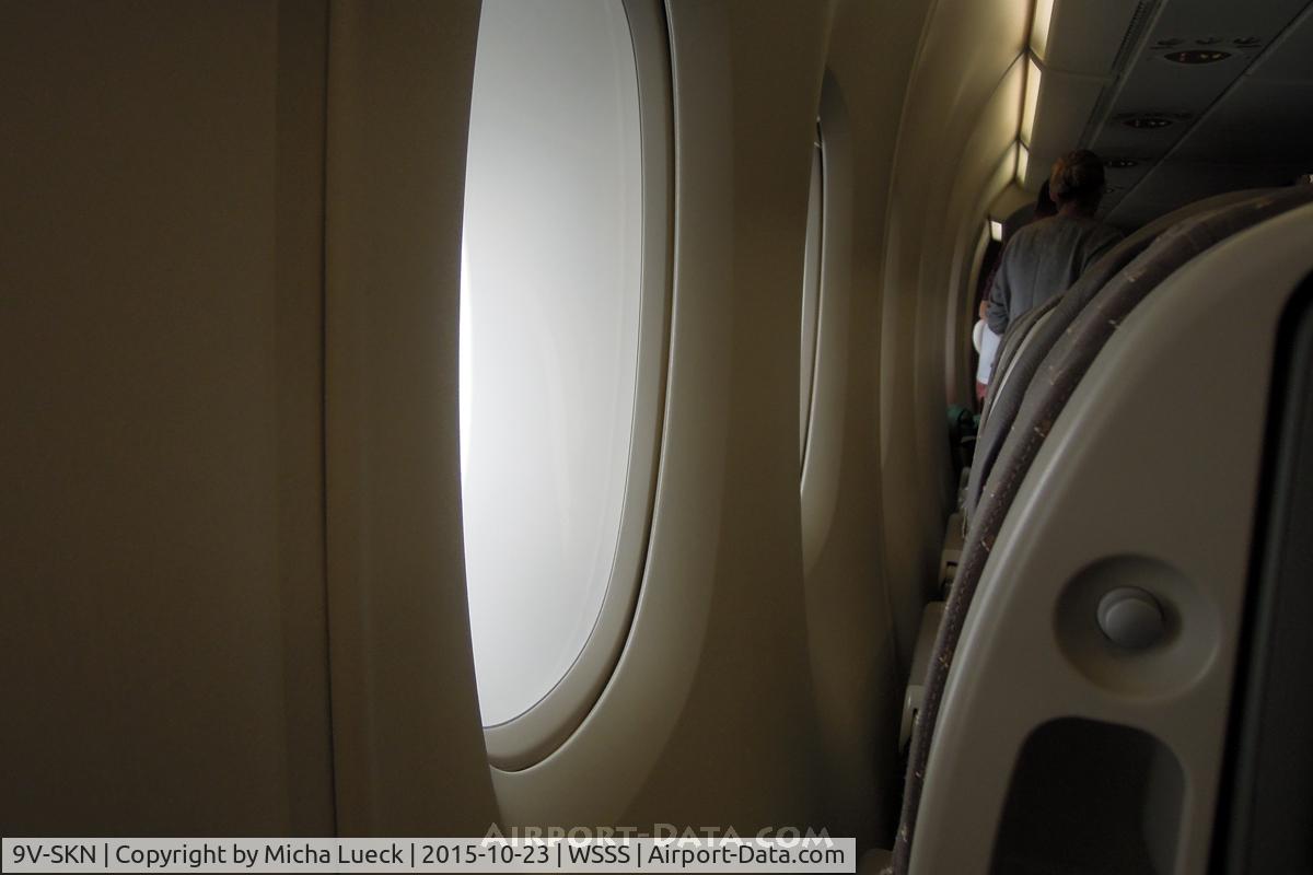 9V-SKN, 2011 Airbus A380-841 C/N 071, plenty of space at the window on the main deck