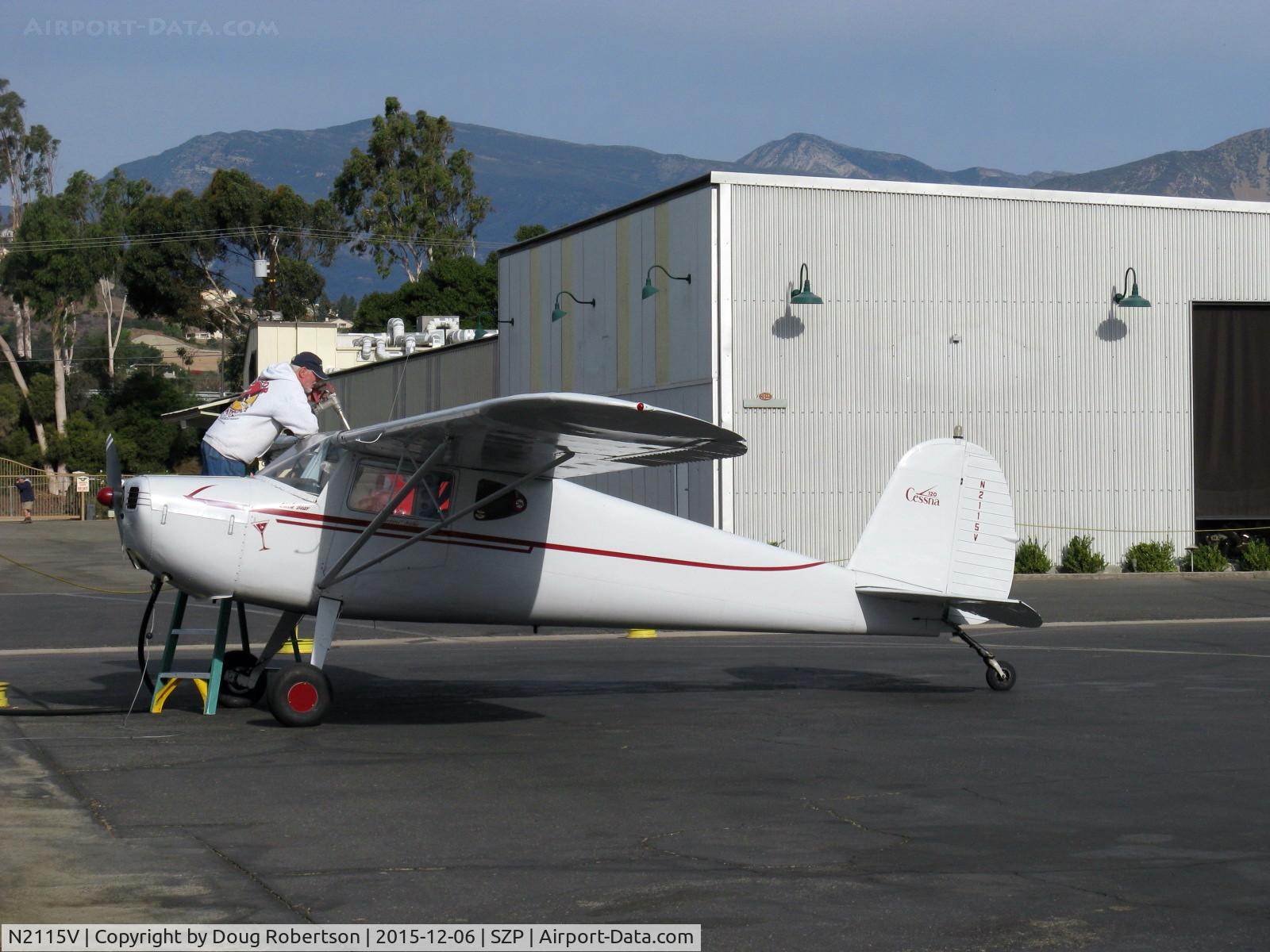N2115V, 1948 Cessna 120 C/N 14340, 1948 Cessna 120, Continental C85 85Hp, refinished, refueling