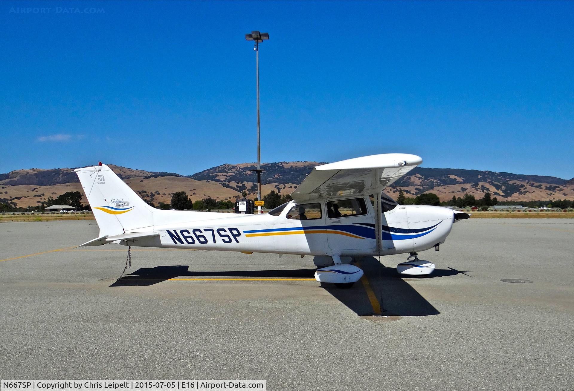 N667SP, 1998 Cessna 172S C/N 172S8070, Locally-based and very nice 1998 Cessna 172S parked at its tie down at South County Airport, San Martin, CA.