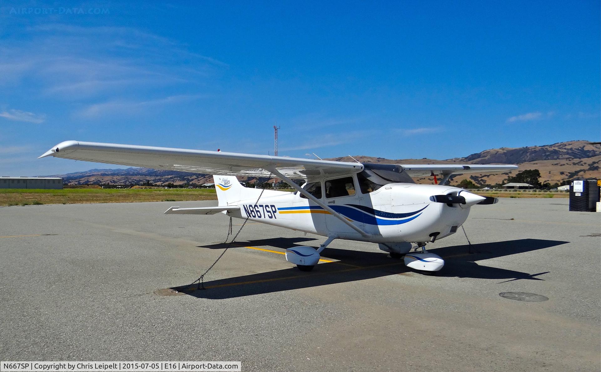 N667SP, 1998 Cessna 172S C/N 172S8070, Locally-based and very nice 1998 Cessna 172S parked at its tie down at South County Airport, San Martin, CA.
