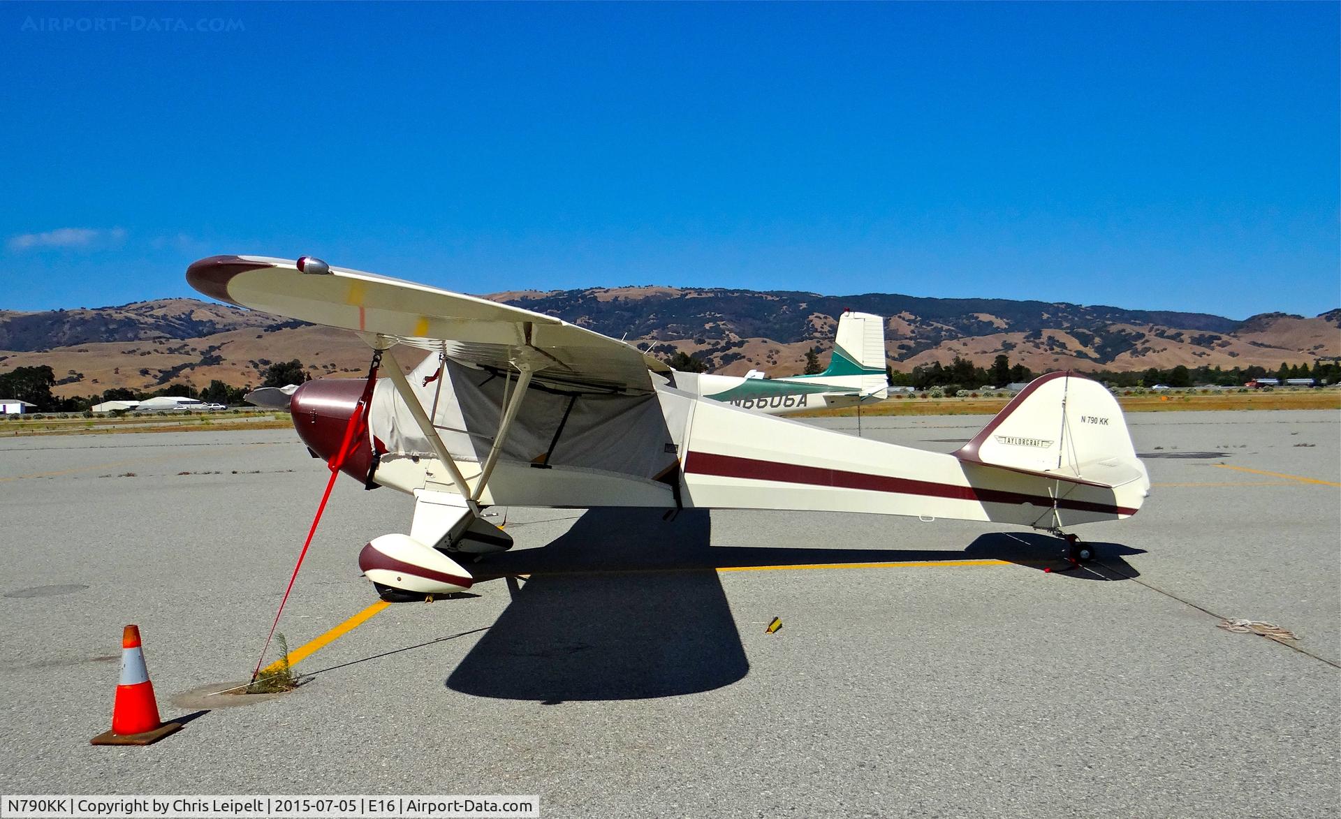N790KK, 1941 Taylorcraft BC-12-65 C/N 3014, Locally-based 1941 Taylorcraft BC-12-65 parked at its tie down at South County Airport, San Martin, CA.