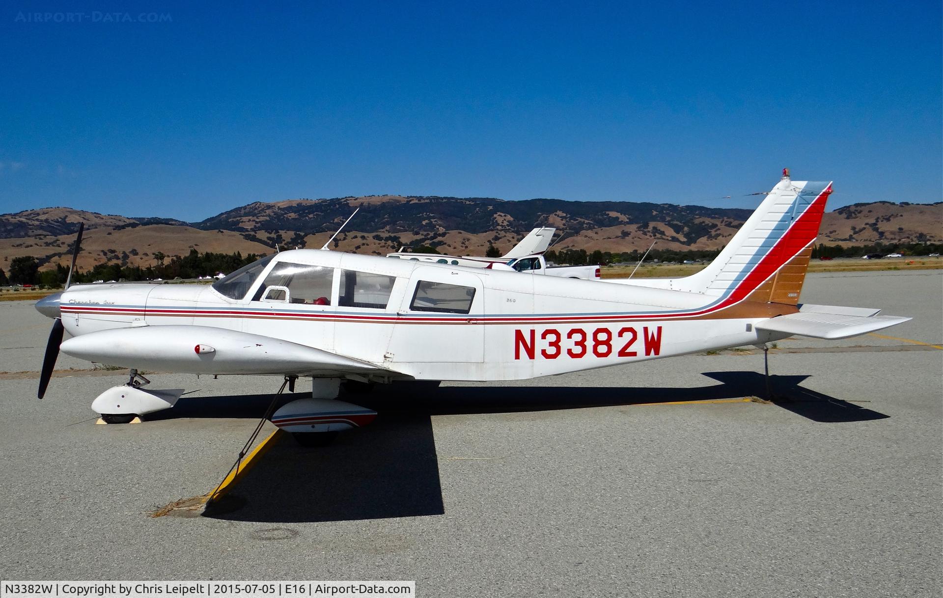 N3382W, 1965 Piper PA-32-260 Cherokee Six Cherokee Six C/N 32-237, Locally-based 1965 Piper PA-32-260 parked at the south tie downs at South County Airport, San Martin, CA.
