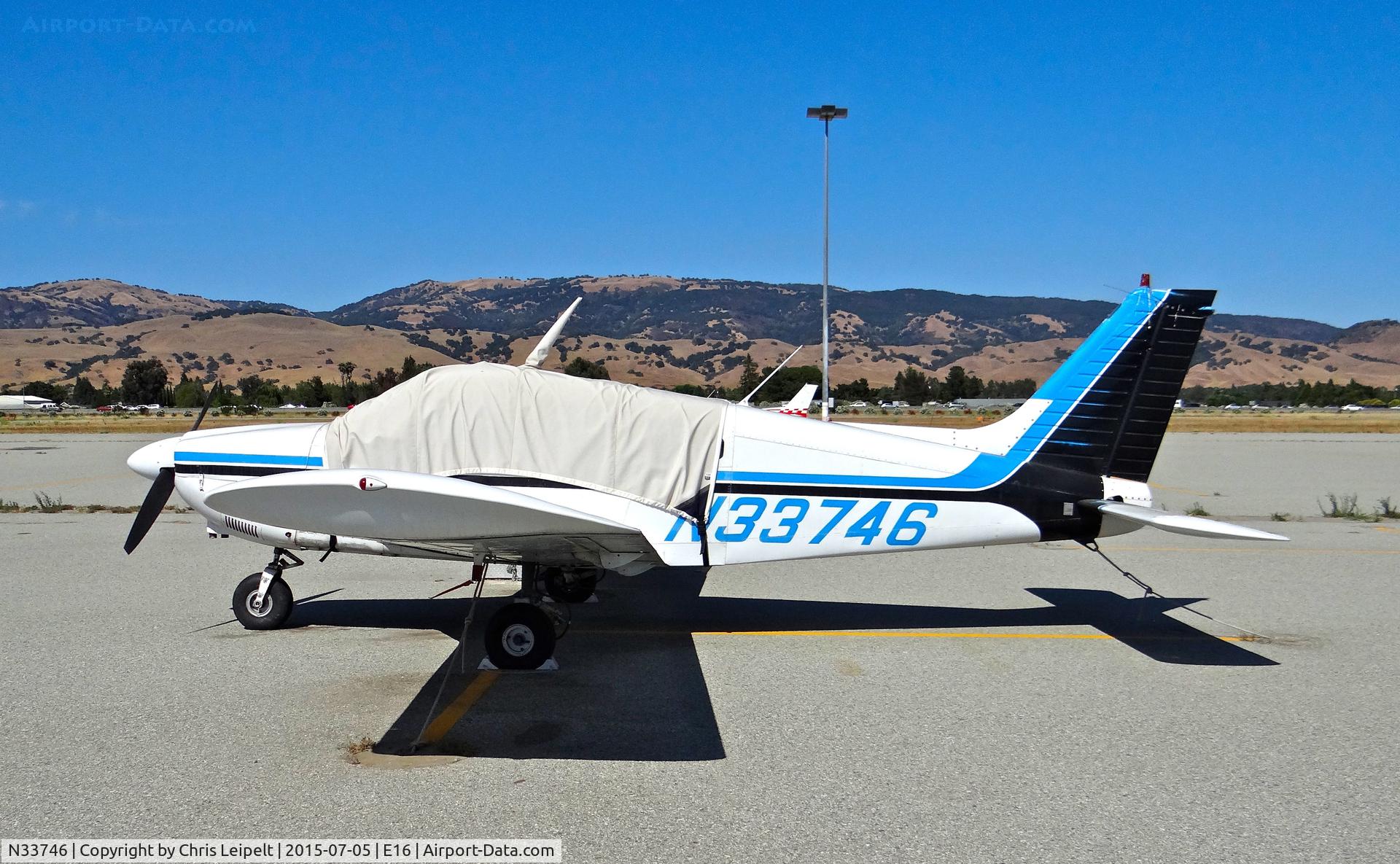 N33746, 1975 Piper PA-28-180 C/N 28-7505175, Locally-based 1975 Piper PA-28-180 parked at the south tie downs at South County Airport, San Martin, CA.