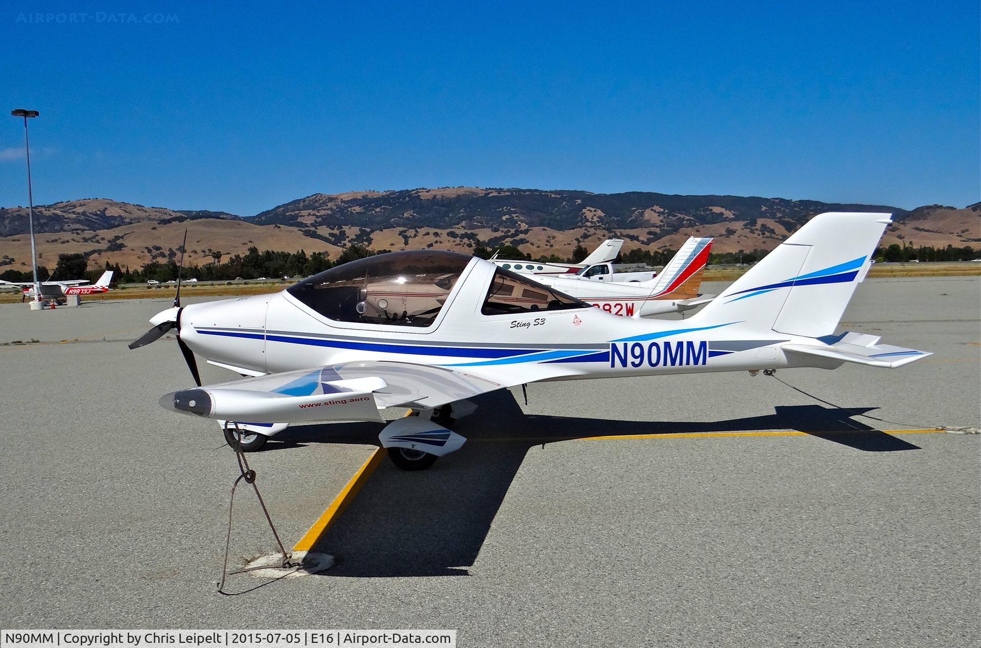 N90MM, 2008 TL Ultralight Sting S3 C/N TLUSA170, Newly locally-based 2008 Ultralight Sting S3 parked at the south tie downs at South County Airport, San Martin, CA. It was ferried here about a day or two before this shot.