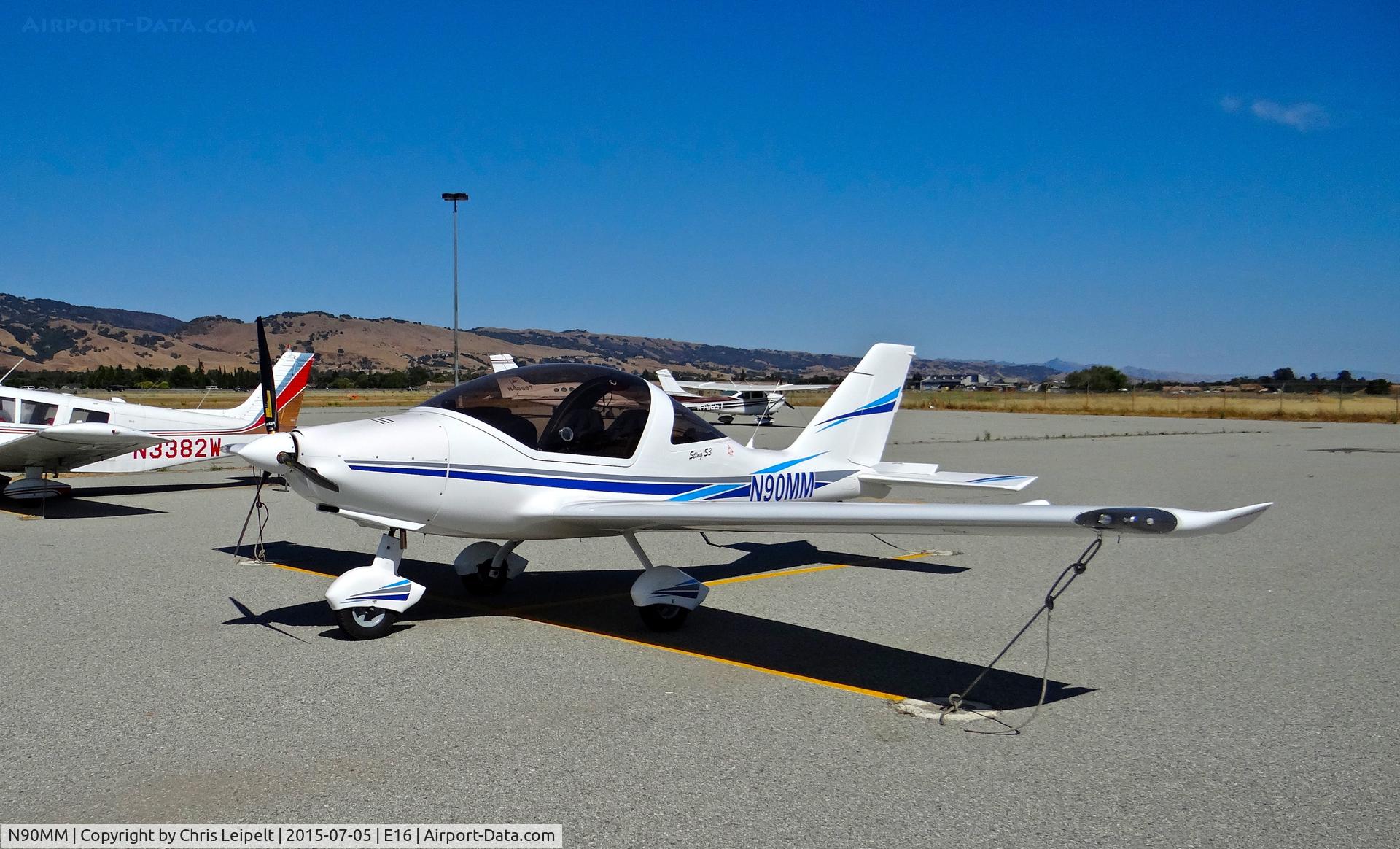 N90MM, 2008 TL Ultralight Sting S3 C/N TLUSA170, Newly locally-based 2008 Ultralight Sting S3 parked at the south tie downs at South County Airport, San Martin, CA. It was ferried here about a day or two before this shot.