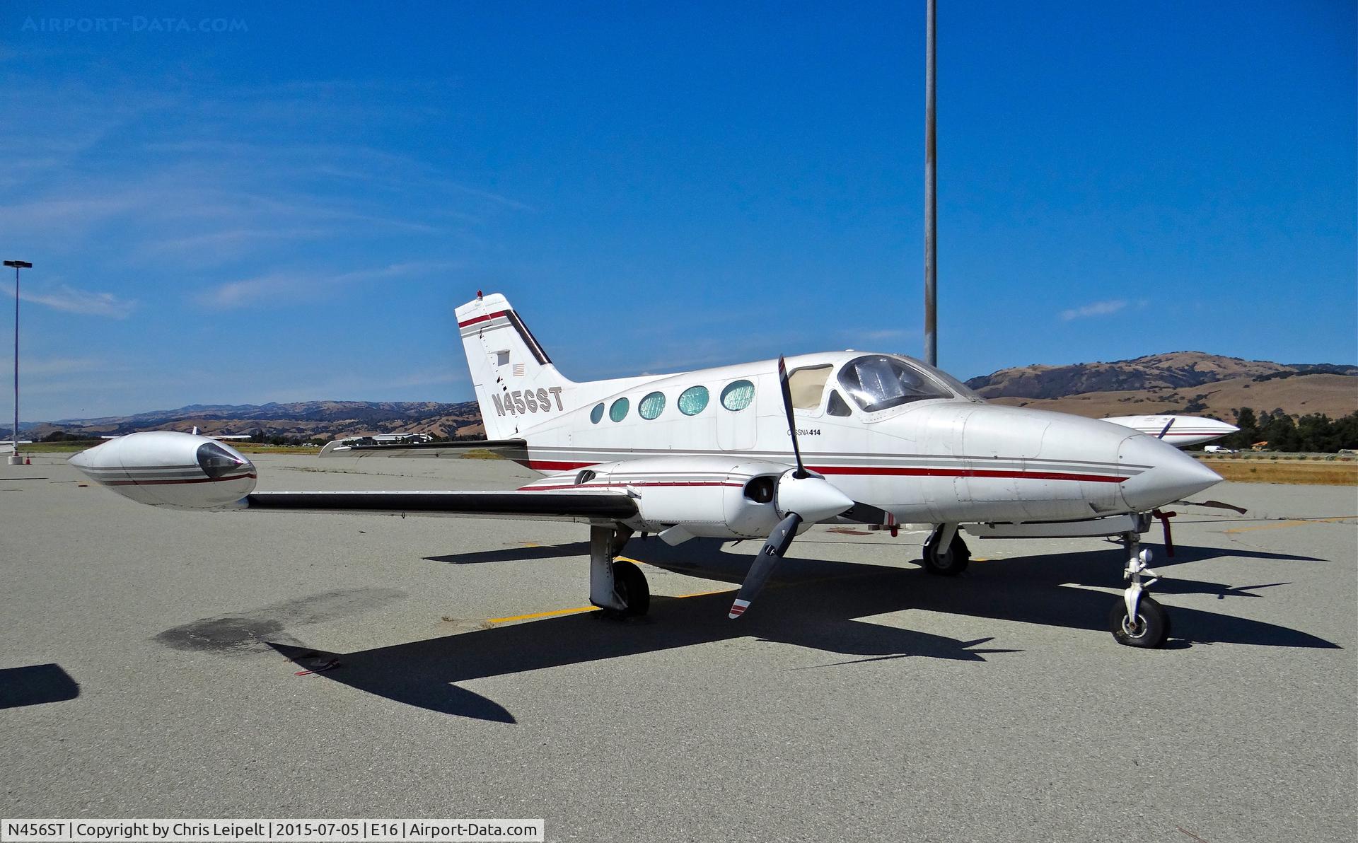 N456ST, 1975 Cessna 414 Chancellor C/N 414-0810, Locally-based very nice 1975 Cessna 414 parked at the south tie downs at South County Airport, San Martin, CA.