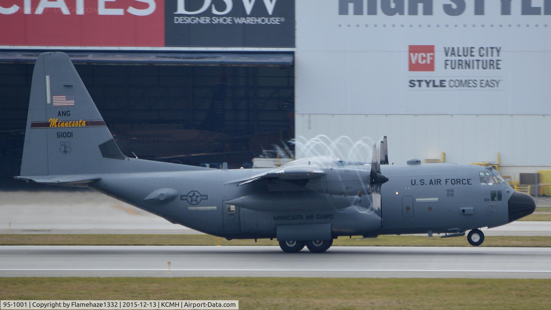 95-1001, 1995 Lockheed C-130H Hercules C/N 382-5421, PACKER01 rotating off of runway 28L