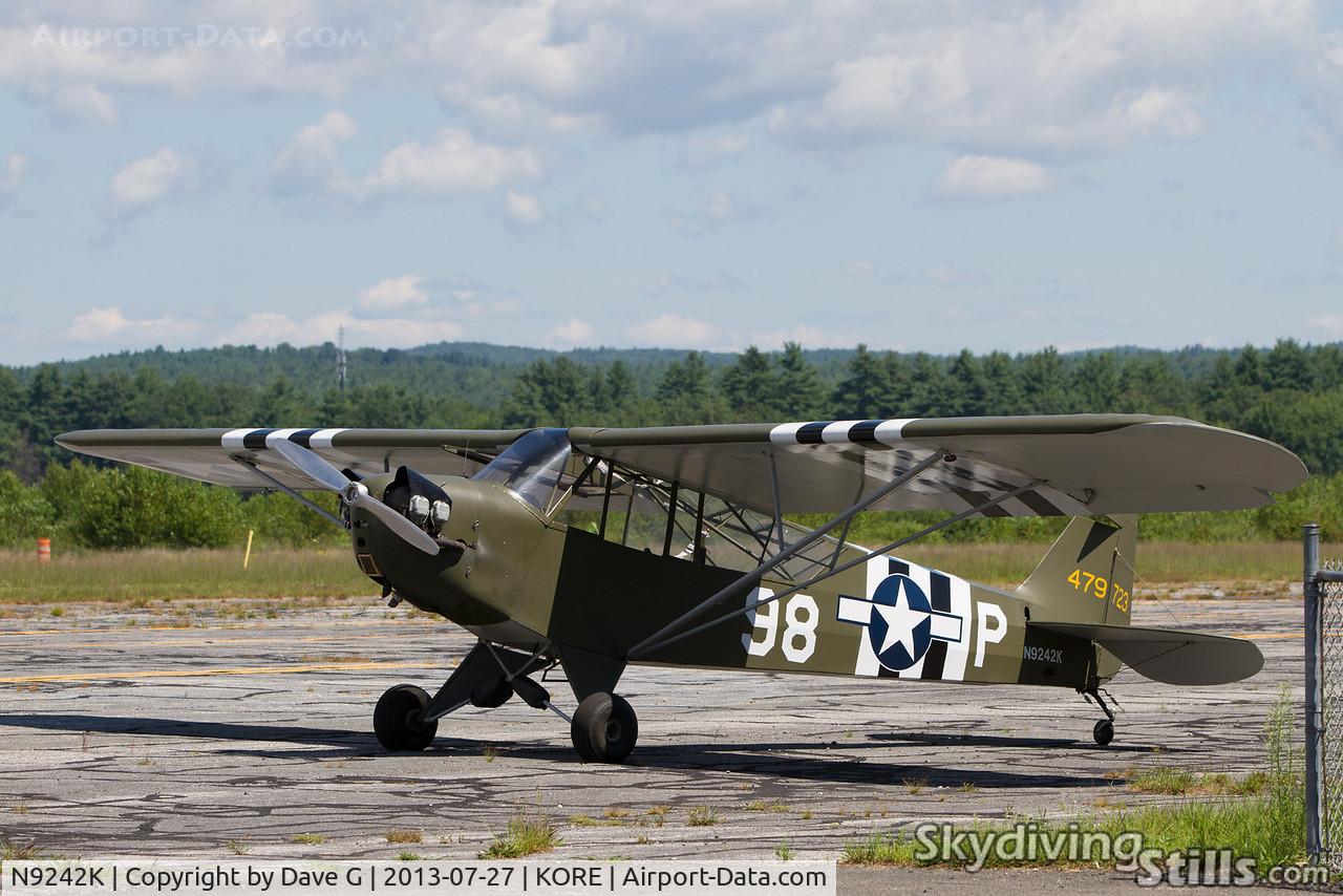 N9242K, 1944 Piper J3C-65 Cub Cub C/N 12019, Parked at Orange, MA