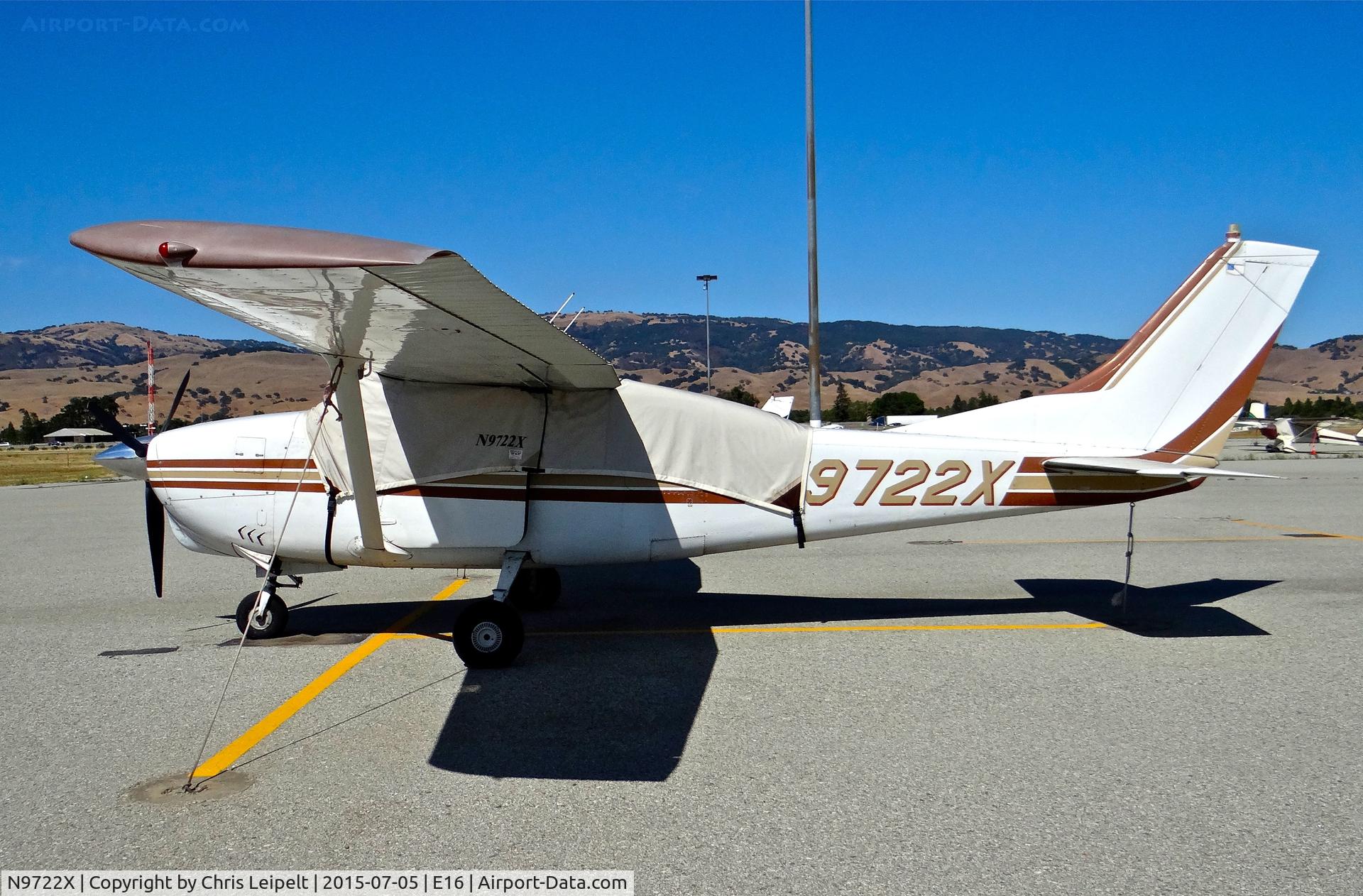 N9722X, 1962 Cessna 210B C/N 21058022, Locally-based 1962 Cessna 210B parked at the south tie downs at South County Airport, San Martin, CA.