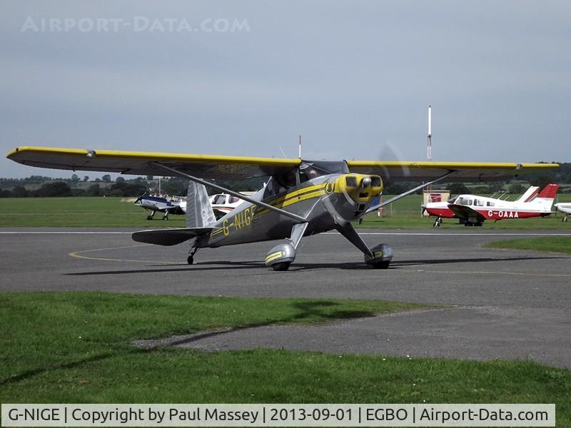 G-NIGE, 1946 Luscombe 8E Silvaire C/N 3525, @ the Autumn 2013 Wings & Wheels fly-in.EX:-G-BSHG,N72098,NC72098.