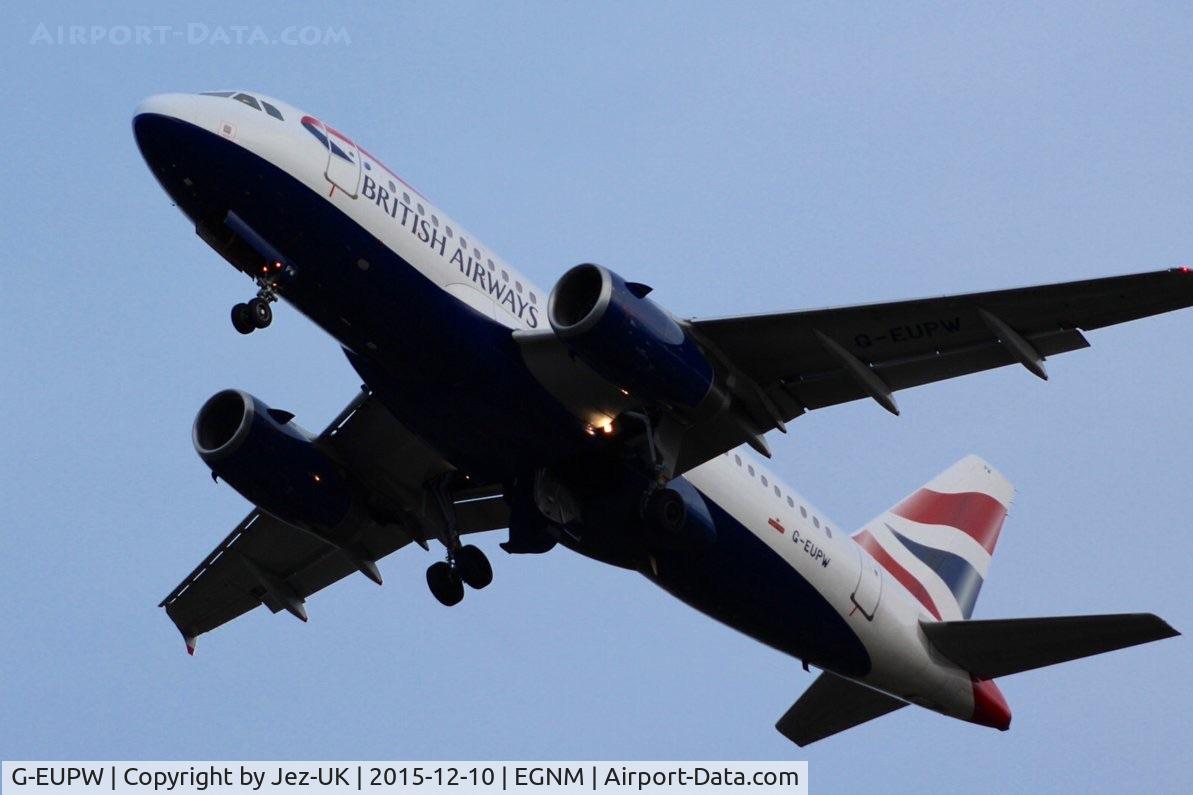 G-EUPW, 2001 Airbus A319-131 C/N 1440, climbout of runway 32 to LHR,