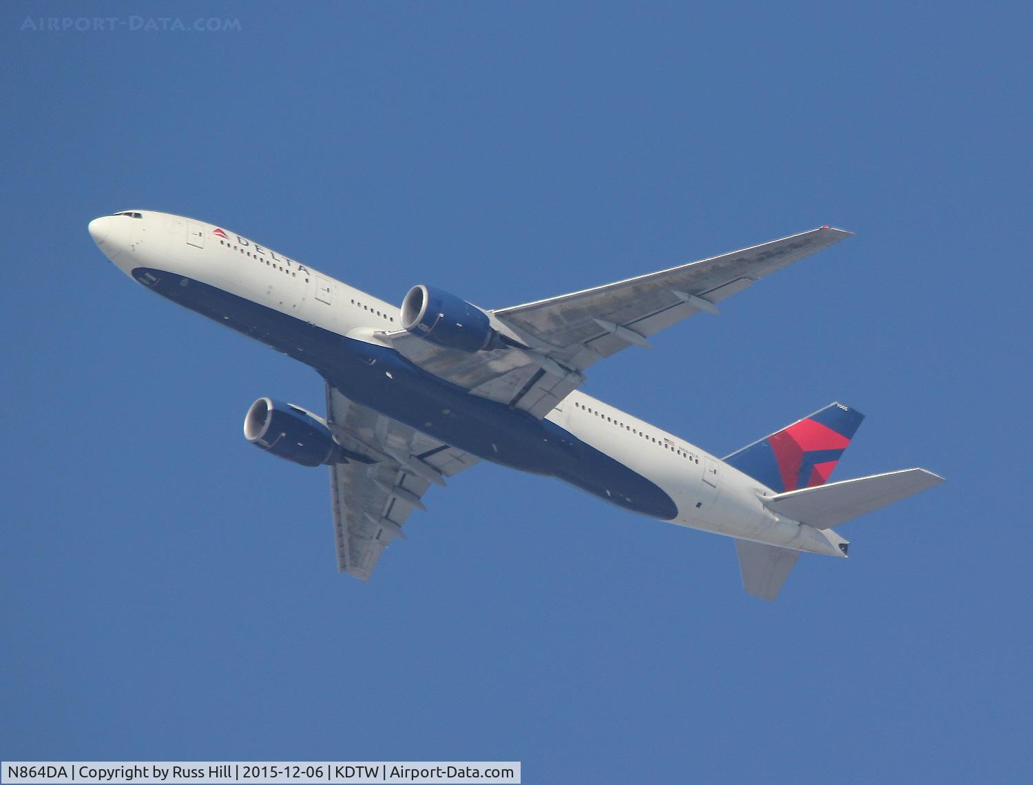 N864DA, 1999 Boeing 777-232 C/N 29736, DL582, PVG to DTW.  On approach to DTW approx. 15 miles out.