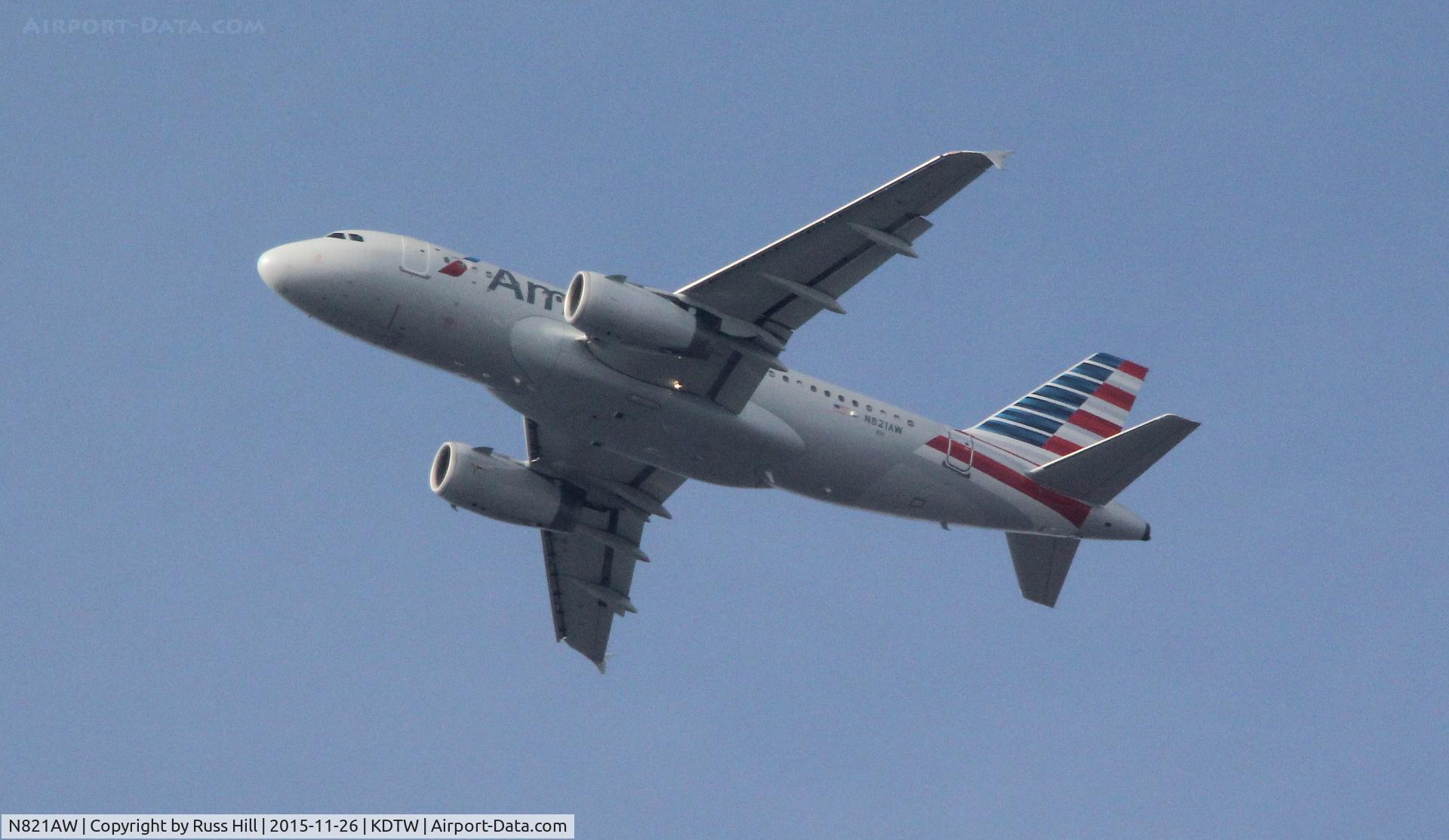 N821AW, 2000 Airbus A319-132 C/N 1406, AA857, CLT to DTW.  On approach to DTW, approx. 15 miles out.