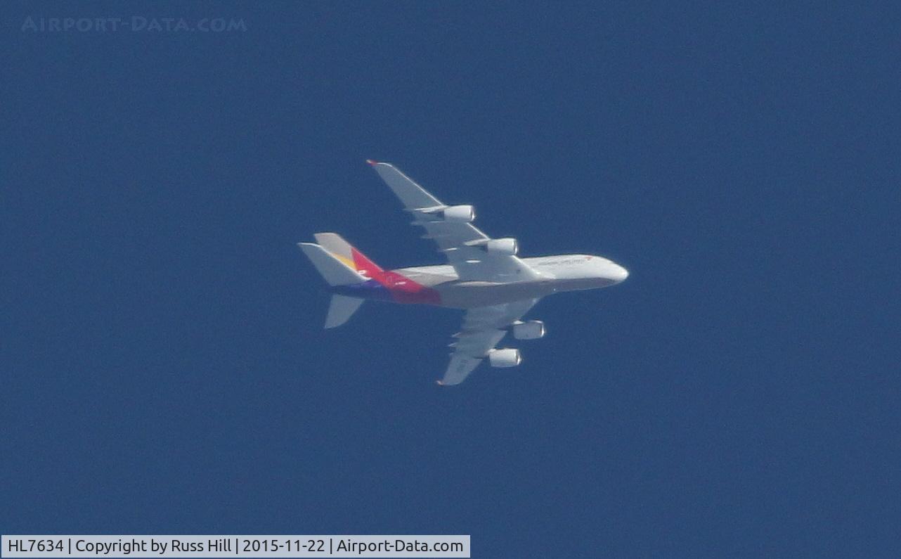 HL7634, 2014 Airbus A380-841 C/N 0179, Asiana Airlines 222, ICN to JFK.  Over Detroit, Michigan, USA.
altitude:  37,000ft
distance:  10 miles