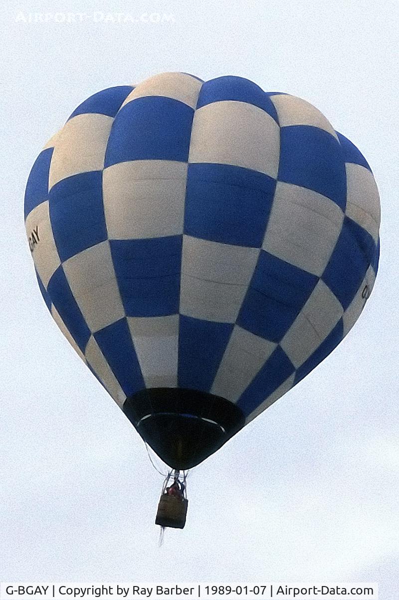 G-BGAY, 1978 Cameron Balloons O-77 C/N 446, G-BGAY   Cameron O-77 HAFB [446] Marsh Benham~G 07/01/1989. From a slide.