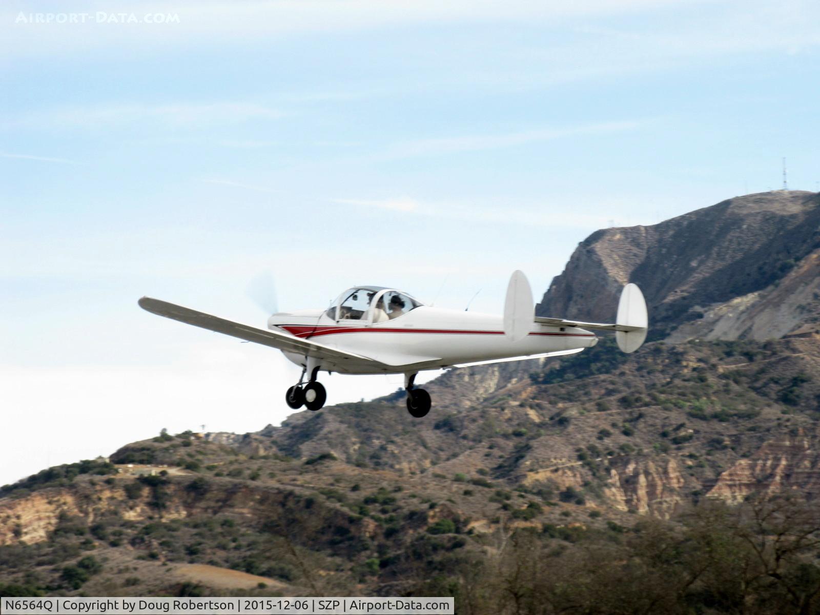 N6564Q, 1965 Alon A2 Aircoupe C/N A-64, 1965 Alon A2 AIRCOUPE, Continental C90 90 Hp, takeoff climb Rwy 04