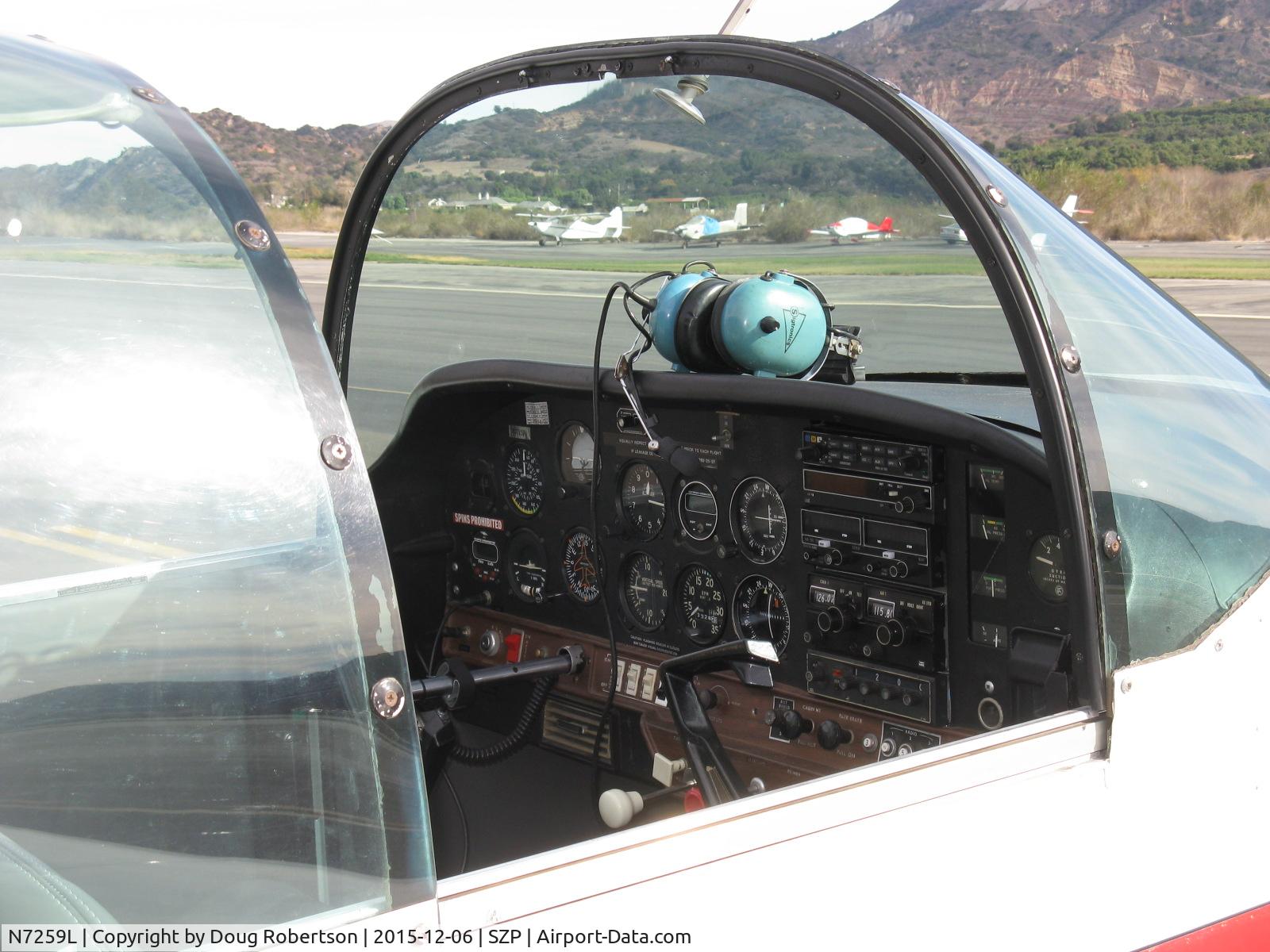 N7259L, 1972 American Aviation AA-1A Trainer C/N AA1A-0459, 1972 American Aviation AA-1A TRAINER, Lycoming O-235-C2C 108 Hp, panel, dual controls, note OAT top center windshield