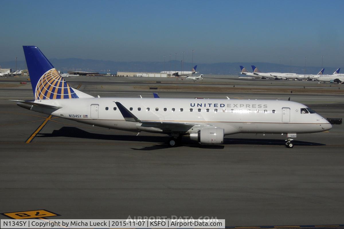 N134SY, 2015 Embraer 175LR (ERJ-170-200LR) C/N 17000458, At San Francisco