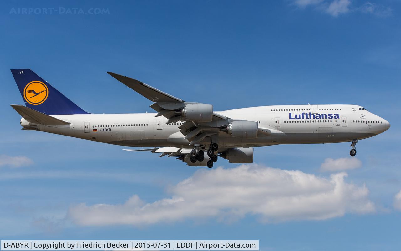 D-ABYR, 2014 Boeing 747-830 C/N 37842, on final RW07R