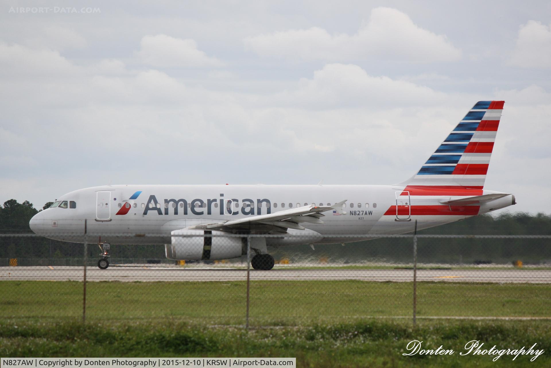 N827AW, 2001 Airbus A319-132 C/N 1547, American Flight 1839 (N827AW) arrives at Southwest Florida International Airport following flight from Philadelphia International Airport