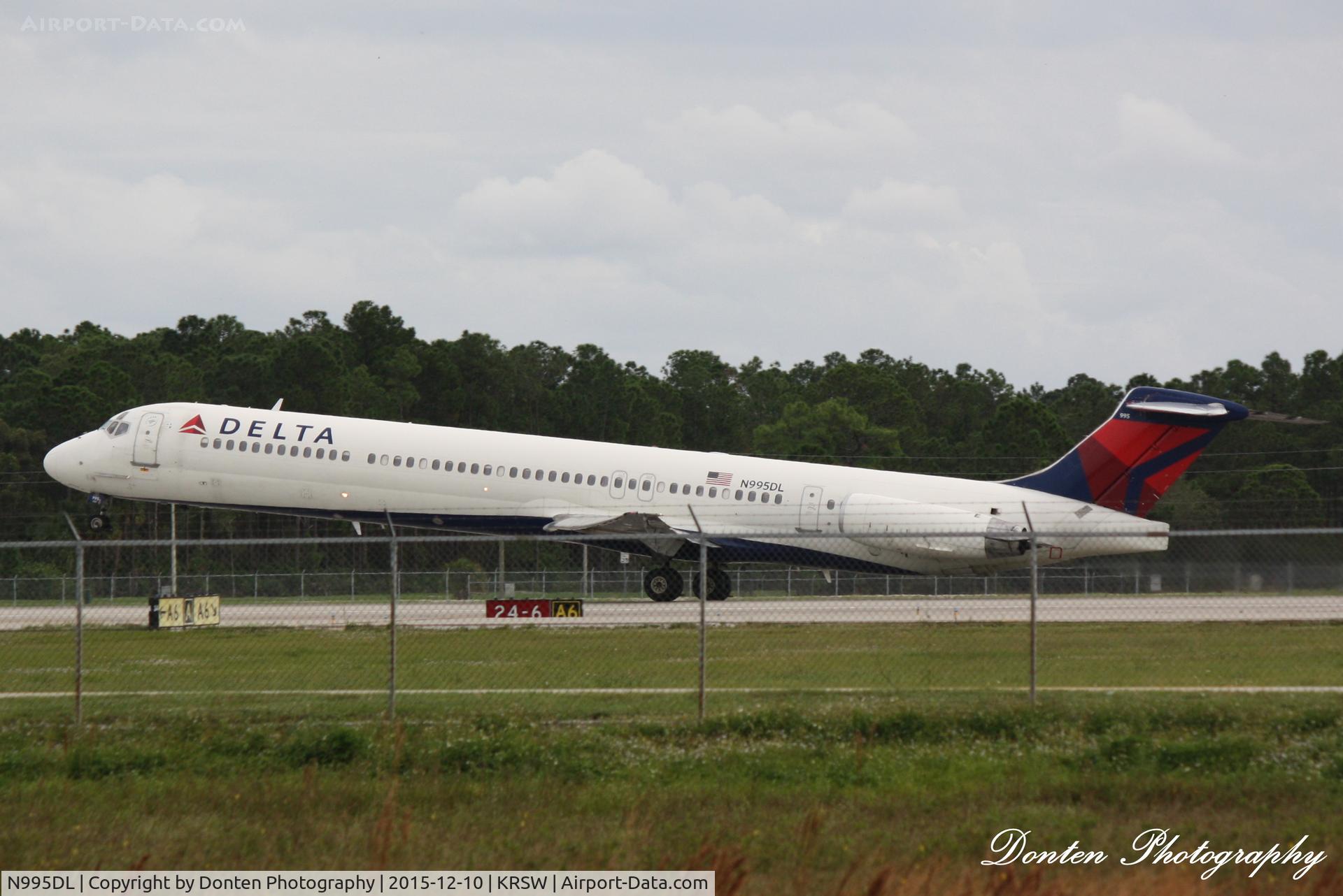 N995DL, 1991 McDonnell Douglas MD-88 C/N 53362, Delta Flight 14 (N995DL) departs Southwest Florida International Airport enroute to Hartsfield-Jackson Atlanta International Airport