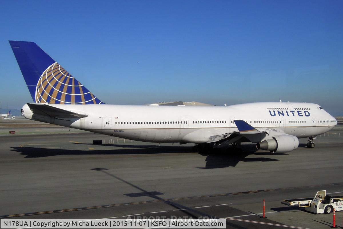 N178UA, 1990 Boeing 747-422 C/N 24385, At San Francisco