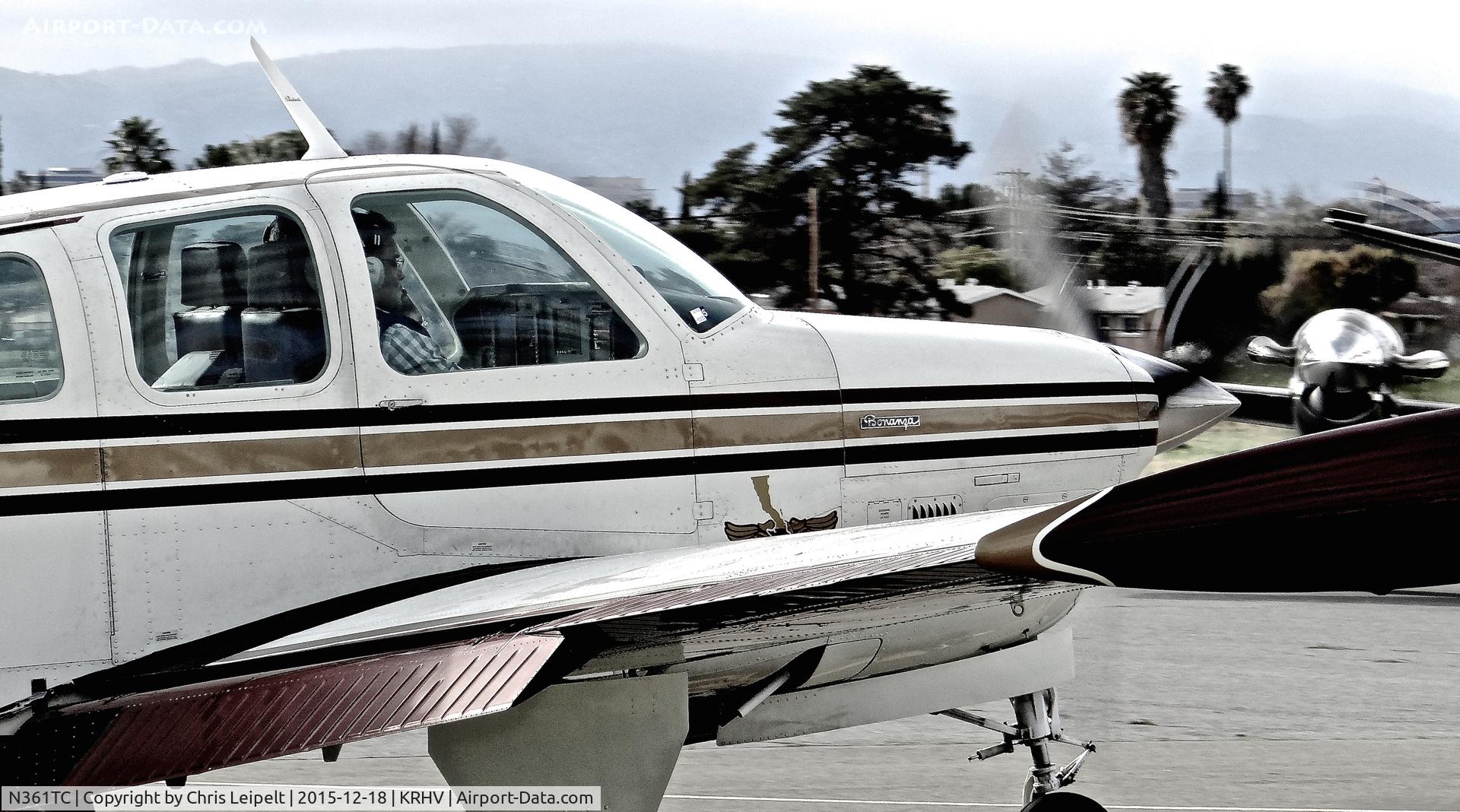 N361TC, 1980 Beech A36TC Bonanza 36 C/N EA-139, Locally-based 1980 Beechcraft A36TC Bonanza taxing to Squadron 2 for maintenance at Reid Hillview Airport, San Jose, CA.