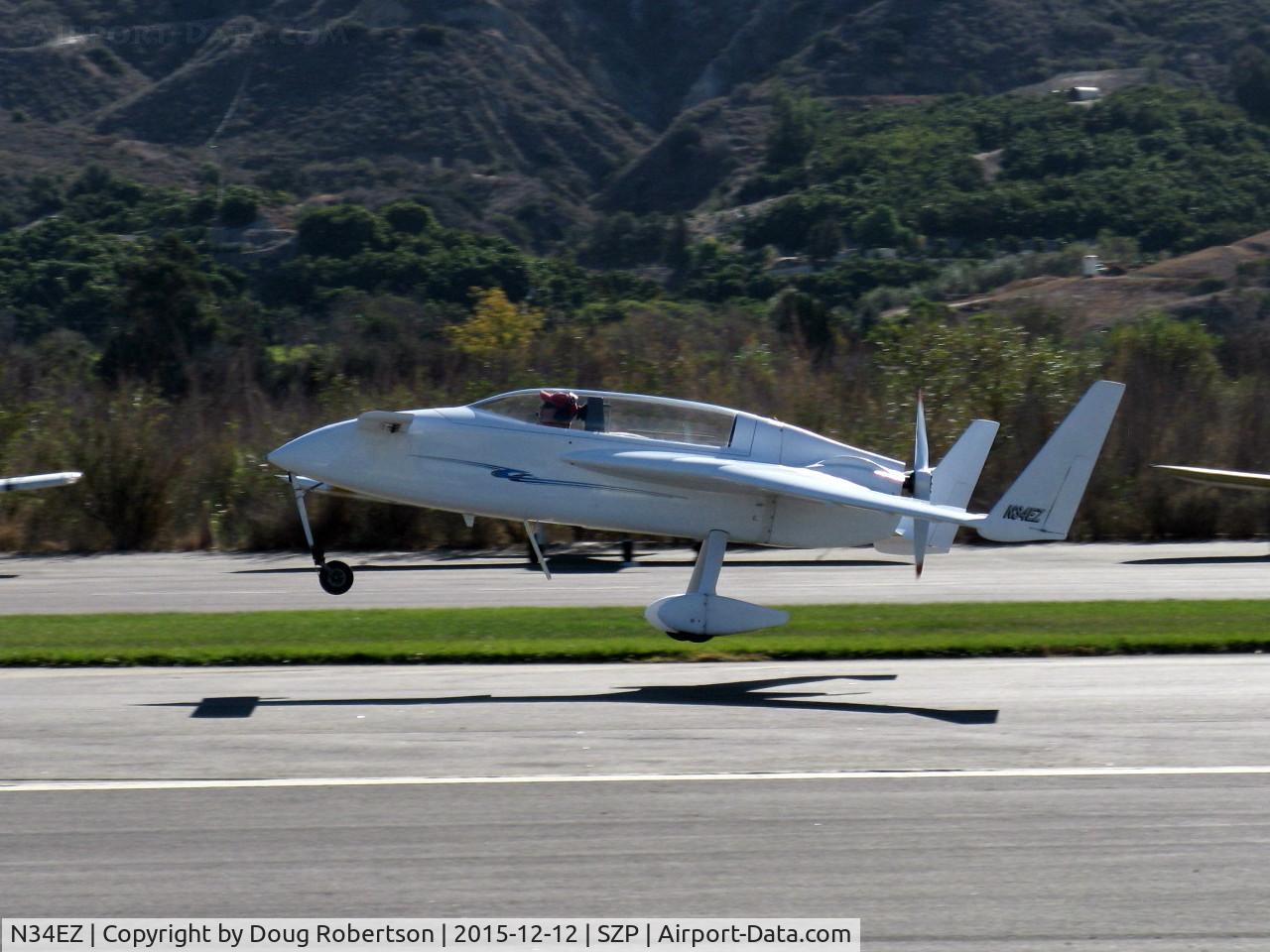 N34EZ, 1998 Rutan VariEze C/N 001 (N34EZ), 1998 Gress RUTAN VARI-EZE Canard, Continental O-200 100 Hp pusher, landing Rwy 04