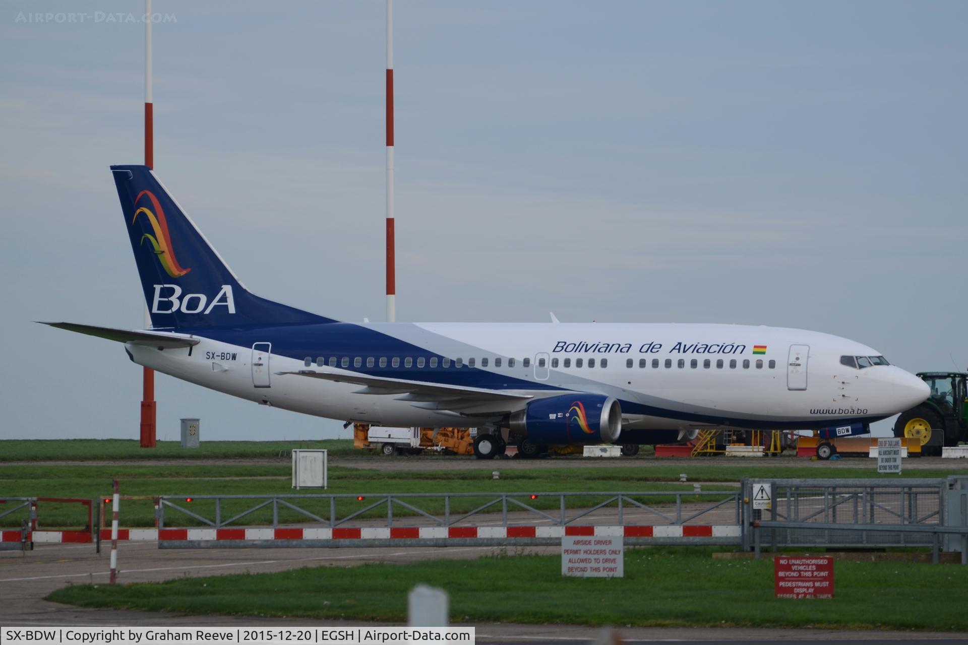 SX-BDW, 1997 Boeing 737-37Q C/N 28537, Parked at Norwich.
