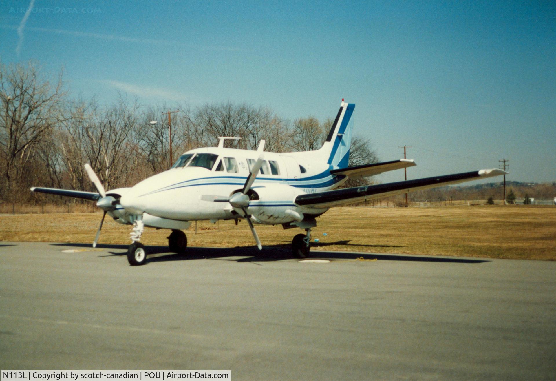 N113L, Beech A65 Queen Air C/N LC-264, Light Twin Aircraft parked at Dutchess County Airport, Poughkeepsie, NY - circa 1980's