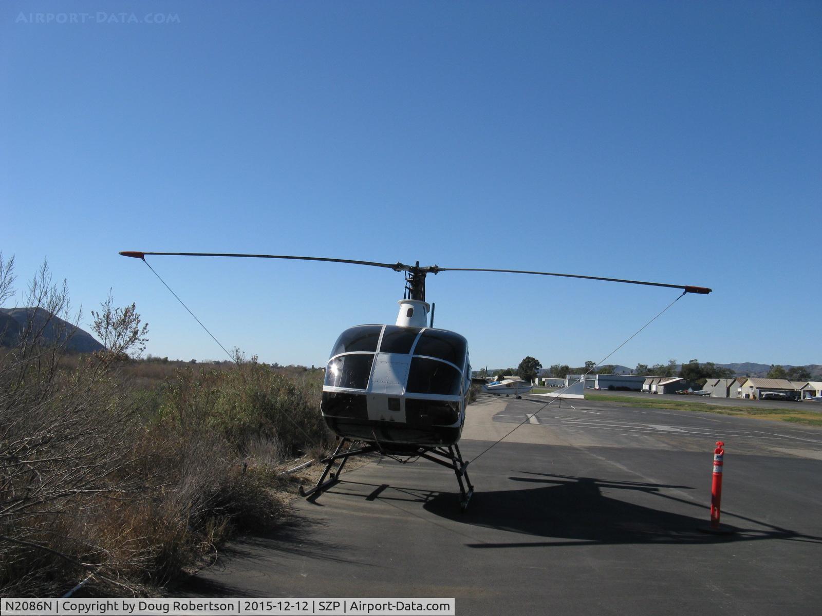 N2086N, 1994 Schweizer 269D C/N 0008, 1994 Schweizer 269D, one Allison 250-C20 Turboshaft 235 shp for takeoff, 220 shp max continuous, near SZP Helipad