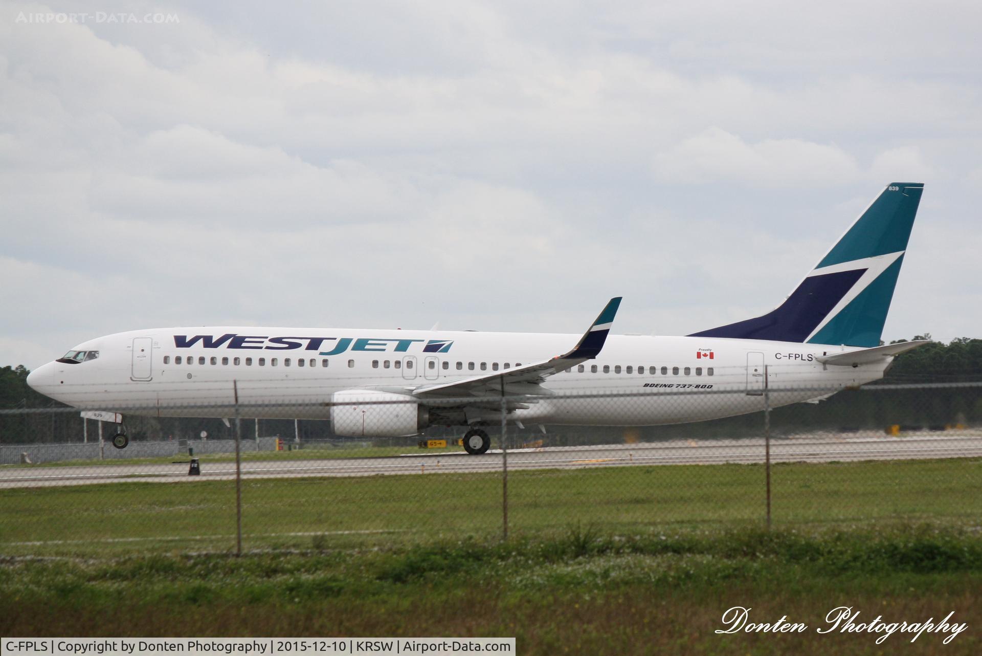 C-FPLS, 2015 Boeing 737-8CT C/N 60132, WestJet Flight 1185 (C-FPLS) departs Southwest Florida International Airport enroute to Toronto-Pearson International Airport