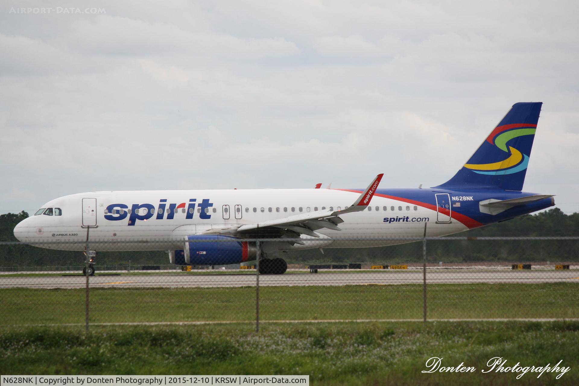 N628NK, 2014 Airbus A320-232 C/N 6193, Spirit Flight 239 (N628NK) arrives at Southwest Florida International Airport following flight from Boston-Logan International Airport