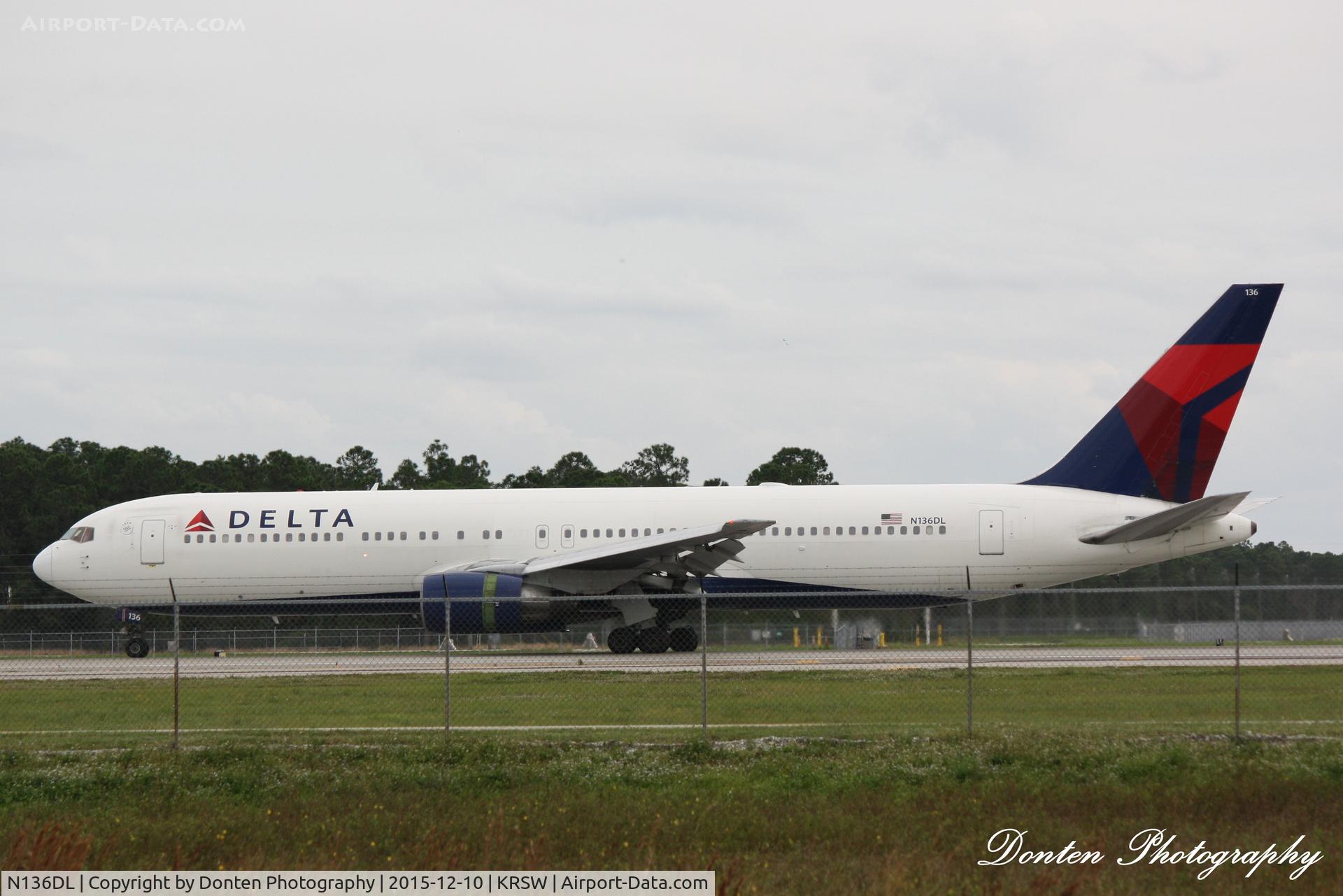 N136DL, 1991 Boeing 767-332 C/N 25146, Delta Flight 2245 (N136DL) arrives at Southwest Florida International Airport following flight from Minneapolis/St Paul International Airport