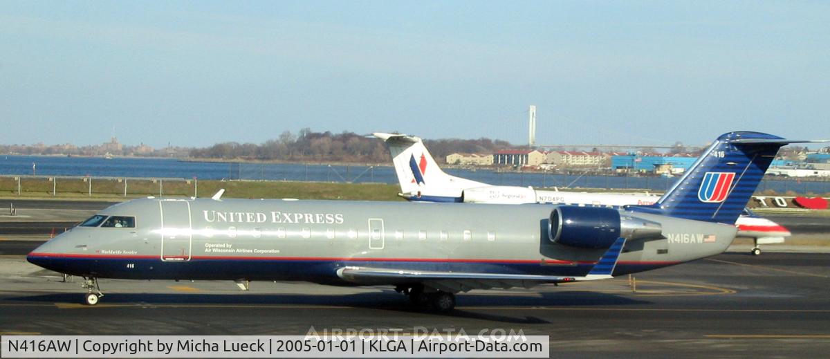 N416AW, 2002 Bombardier CRJ-200LR (CL-600-2B19) C/N 7603, At La Guardia