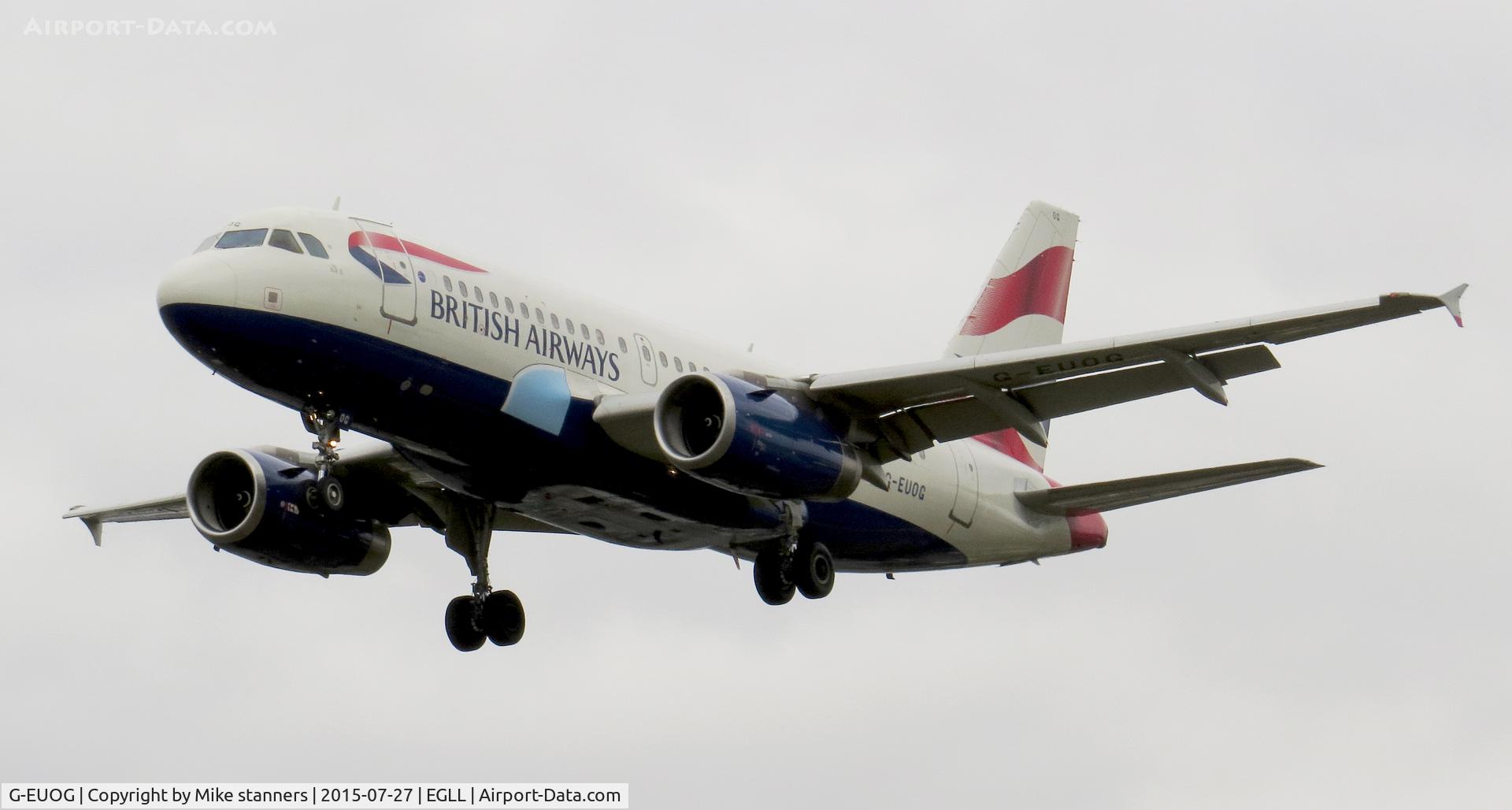 G-EUOG, 2001 Airbus A319-131 C/N 1594, BA A319 landing runway 27L